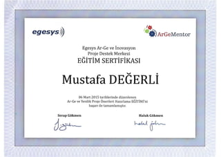Mustafa Değerli – 2015 – Ar-Ge ve Yenilik Proje Önerileri Hazırlama