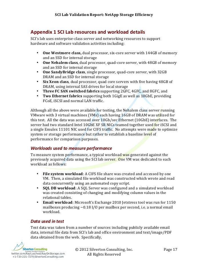 SCI Lab Test Validation Report NetApp Storage Efficiency
