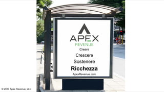 © 2014 Apex Revenue, LLC
Creare
Crescere
Sostenere
ApexRevenue.com
Ricchezza
 
