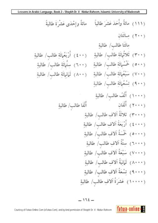 Lessons in Arabic Language, Book 2 – Shaykh Dr. V. ‘Abdur-Raheem, Islaamic University of Madeenah
Courtesy of Fatwa-Online.Com (eFatwa.Com), and by kind permission of Shaykh Dr. V. ‘Abdur-Raheem
 