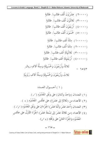 Lessons in Arabic Language, Book 2 – Shaykh Dr. V. ‘Abdur-Raheem, Islaamic University of Madeenah
Courtesy of Fatwa-Online.Com (eFatwa.Com), and by kind permission of Shaykh Dr. V. ‘Abdur-Raheem
 