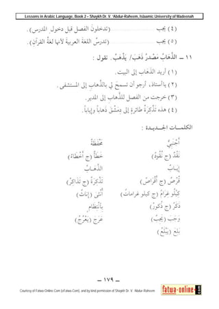 Lessons in Arabic Language, Book 2 – Shaykh Dr. V. ‘Abdur-Raheem, Islaamic University of Madeenah
Courtesy of Fatwa-Online.Com (eFatwa.Com), and by kind permission of Shaykh Dr. V. ‘Abdur-Raheem
 