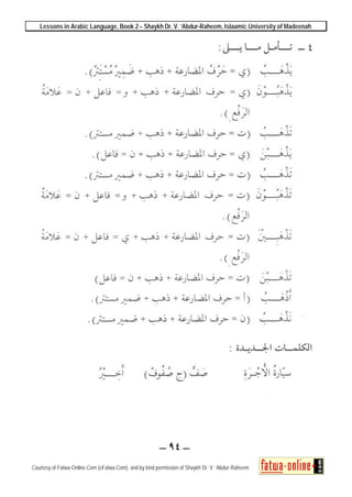 Lessons in Arabic Language, Book 2 – Shaykh Dr. V. ‘Abdur-Raheem, Islaamic University of Madeenah
Courtesy of Fatwa-Online.Com (eFatwa.Com), and by kind permission of Shaykh Dr. V. ‘Abdur-Raheem
 
