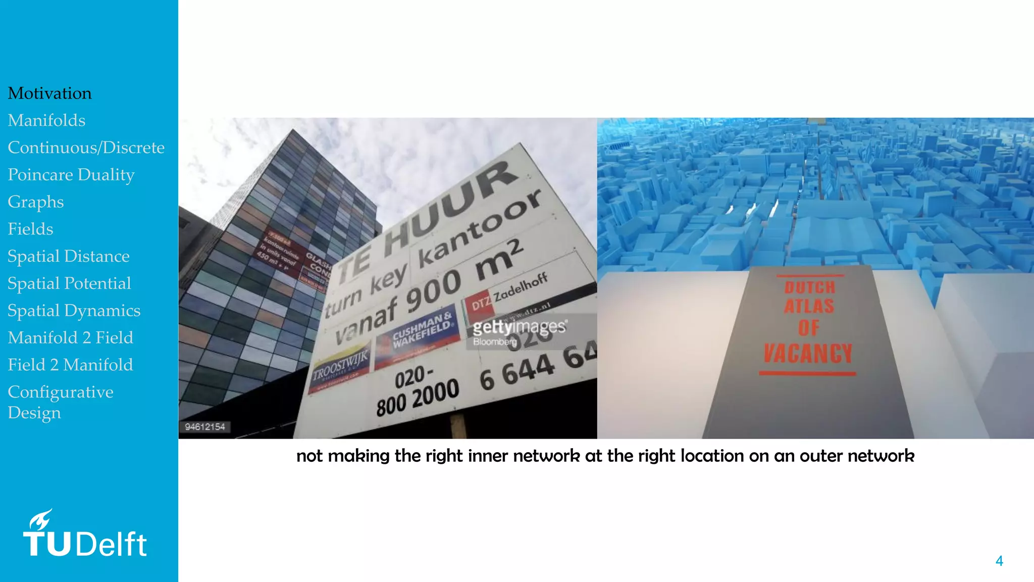 44
not making the right inner network at the right location on an outer network
Motivation
Manifolds
Continuous/Discrete
Poincare Duality
Graphs
Fields
Spatial Distance
Spatial Potential
Spatial Dynamics
Manifold 2 Field
Field 2 Manifold
Configurative
Design
 