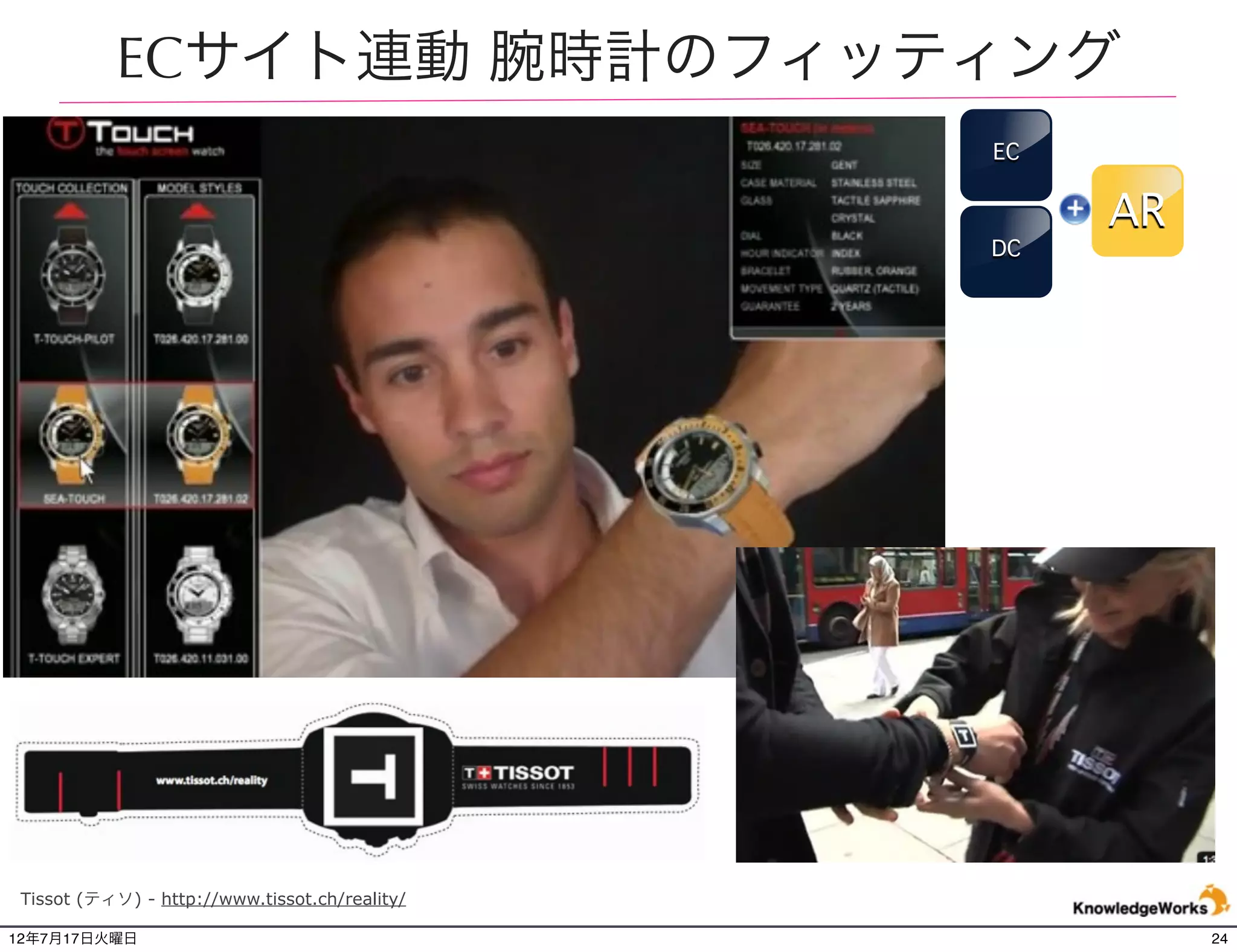 ECサイト連動 ジュエリーフィッティング
                                                                                                  EC   AR




 Boucheron (ブシュロン) - http://www.myboucheron.com/   TACORI (タコリ) - http://www.tacori.com/tryiton


12年7月21日土曜日                                                                                                 24
 