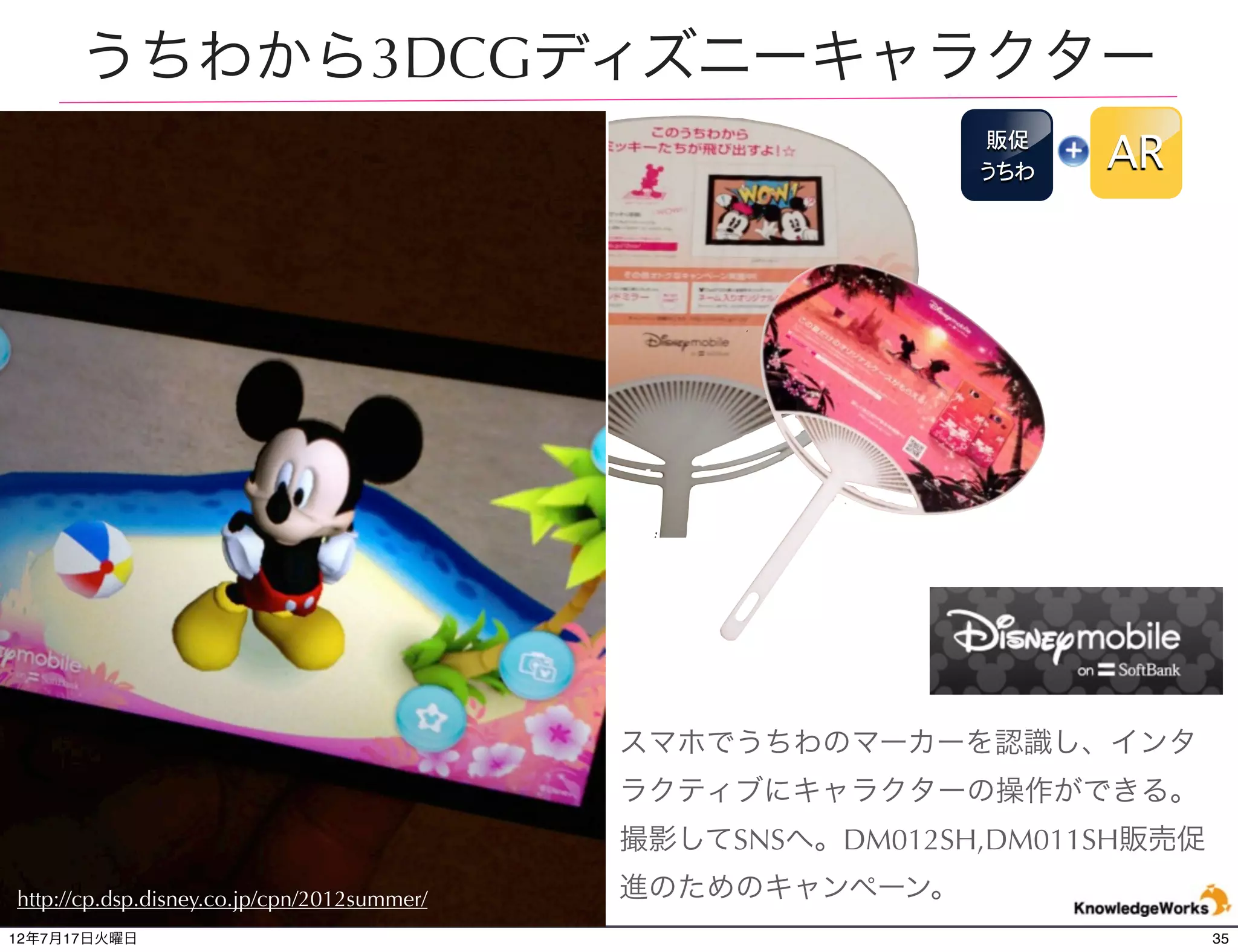 映画 Ice Ageのキャラクターと写真撮影
                                   映画   AR




 映画に登場するキャラクターと一緒に写真が撮れ、SNSでも共有することができる。
http://www.iceagemovie.com/
12年7月21日土曜日                                  35
 