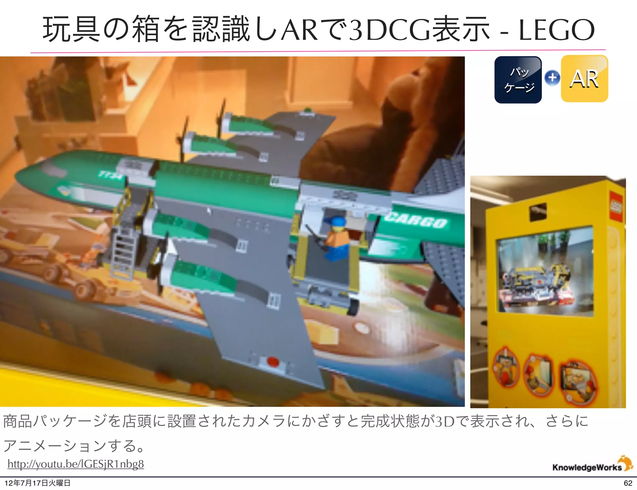 Body tracking AR – 3Dfeel
                                                      イベン
                                                       ト
                                                            AR




  カルティエのイベントで利用されたブレスレットが腕に装着されるAR
  h"ps://vimeo.com/42514433

12年7月21日土曜日                                                      62
 
