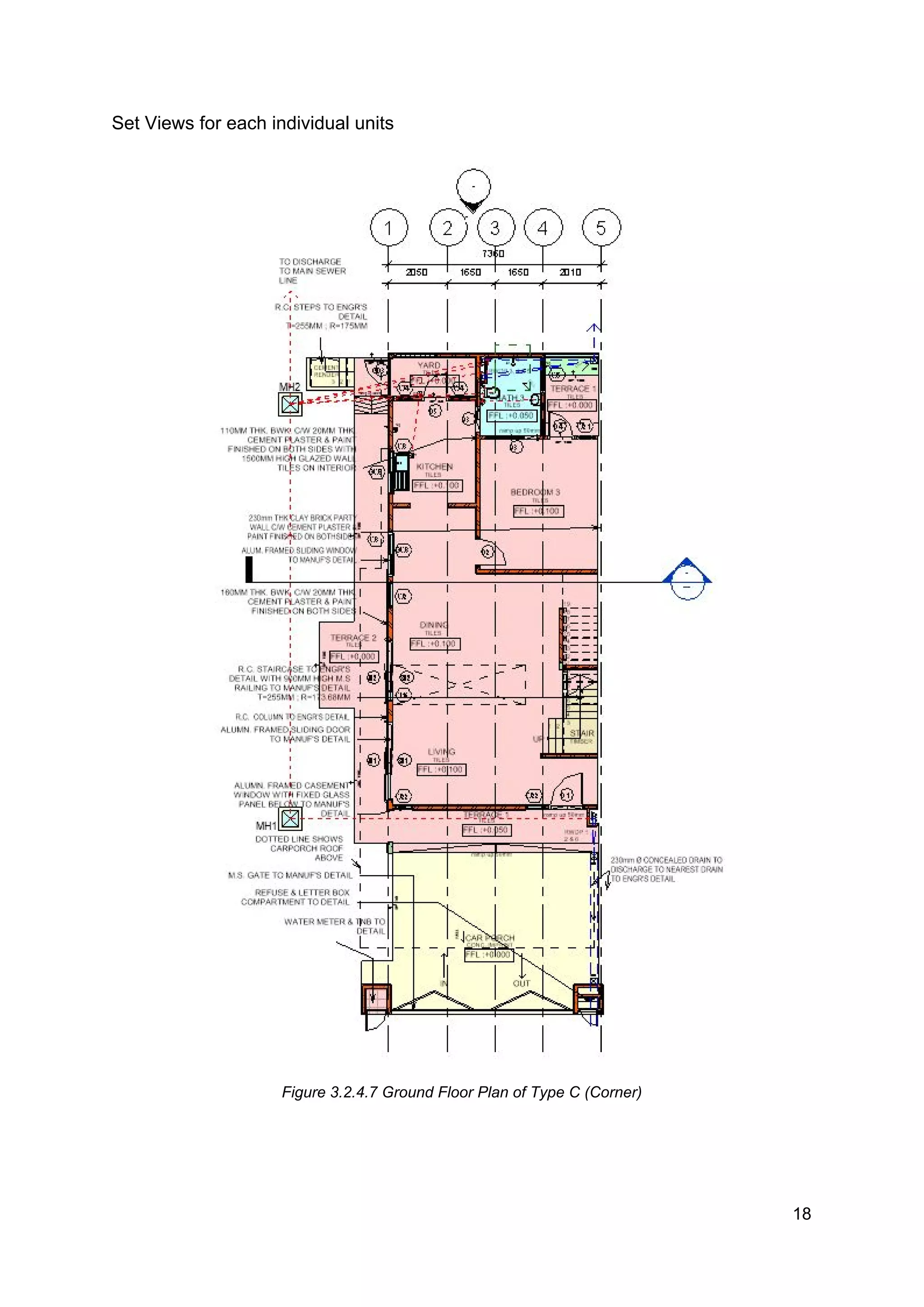 Set Views for each individual units
Figure 3.2.4.7 Ground Floor Plan of Type C (Corner)
18
 
