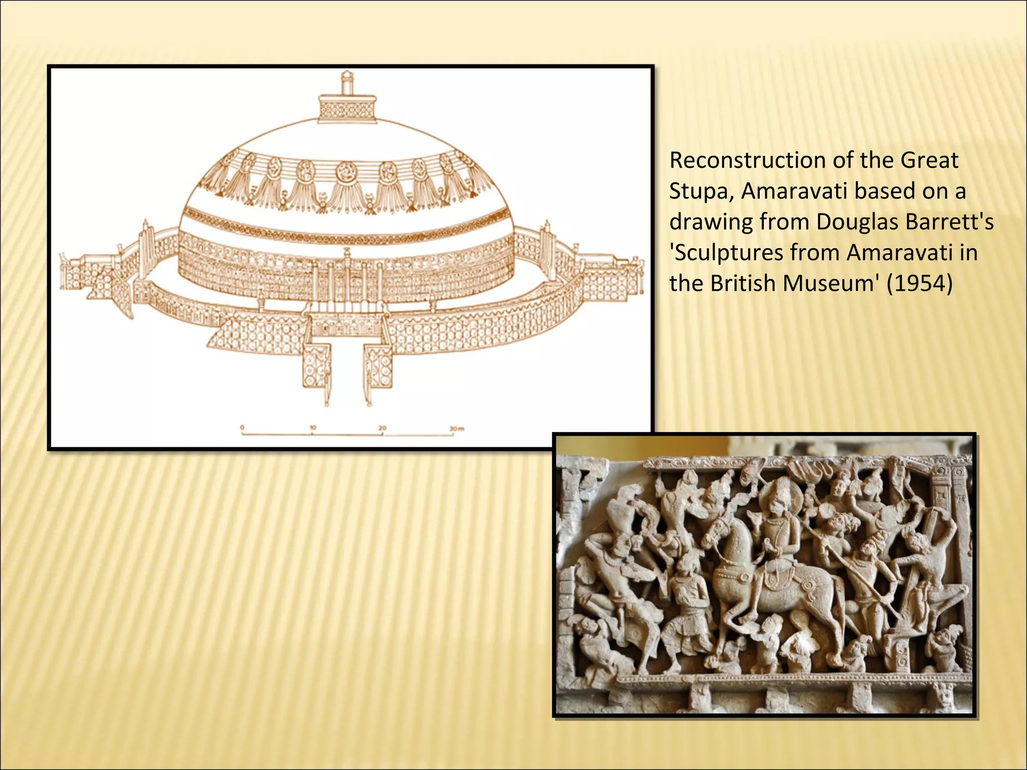 Reconstruction of the Great
Stupa, Amaravati based on a
drawing from Douglas Barrett's
'Sculptures from Amaravati in
the British Museum' (1954)
 