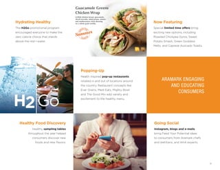 9
ARAMARK ENGAGING
AND EDUCATING
CONSUMERS
Healthy Food Discovery
Healthy sampling tables
throughout the year helped
consu...