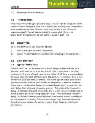 Assignment Writing Ara ARA 064 Arabic Essay Writing I An Undergraduate Course Developed For ...