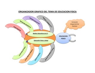 ORGANIZADOR GRAFICO DEL TEMA DE EDUCACION FISICA

Formación
Integral del Ser
Humano

Medios Educativos de E.F

EDUCACION
FISICA
Educación Física y Salud

 
