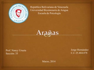 Republica Bolivariana de Venezuela
Universidad Bicentenaria de Aragua
Escuela de Psicología

Jorge Hernández
C.I: 25.464.078

Prof. Nancy Urueta
Sección: 35
Marzo, 2014

 