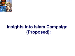 21




Insights into Islam Campaign
          (Proposed):
 