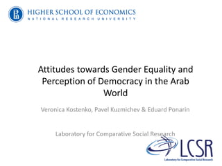 Attitudes towards Gender Equality and Perception of Democracy in the ...