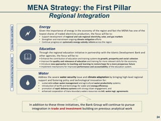 MENA Strategy: the First Pillar
Regional Integration
24
 