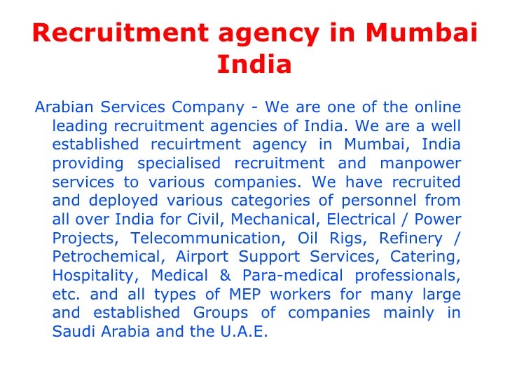 Leading recruitment agencies of India