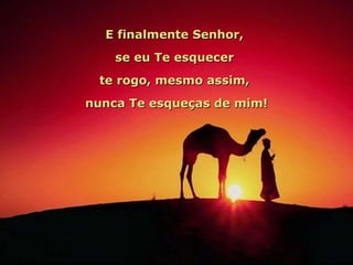 E finalmente Senhor,  se eu Te esquecer  te rogo, mesmo assim,  nunca Te esqueças de mim! 