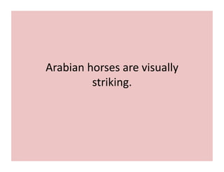 Arabian 
horses 
are 
visually 
striking. 
 