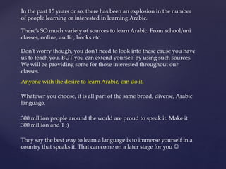 Arabic Class Induction Session | PPTX