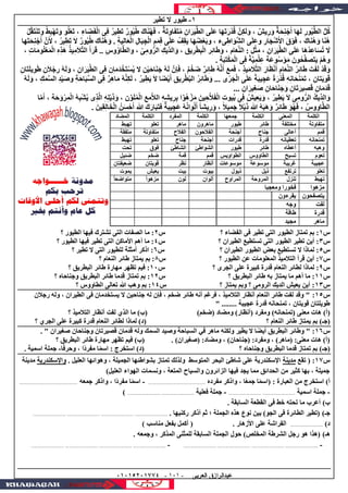 ‫العربى‬ ‫عبدالرازق‬51510251110 -101-
1-‫ال‬ ‫طيور‬‫تطير‬
ُ‫ر‬‫ي‬ِ‫َط‬‫ت‬ ٌ‫ر‬‫و‬ُ‫ي‬ُ‫ط‬ َ‫اك‬َ‫ن‬ُ‫ه‬َ‫ف‬ ، ٌ‫ة‬َ‫ت‬ِ‫و‬...