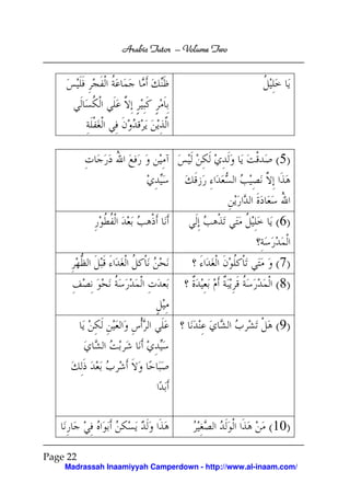 Volume
Arabic Tutor – Volume Two

( 5)

( 6)
( 7)
( 8)
( 9)

(10)
Page 22
Madrassah Inaamiyyah Camperdown - http://www.al-inaam.com/

 