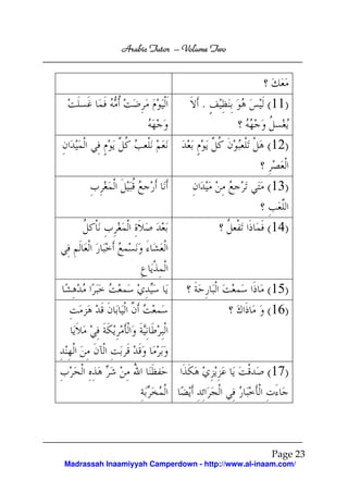 Volume
Arabic Tutor – Volume Two

.

(11)
(12)
(13)
(14)

(15)
(16)

(17)

Page 23
Madrassah Inaamiyyah Camperdown - http://www.al-inaam.com/

 