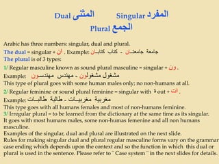 6- The particle ‫أ‬‫ن‬ + a verb in present perfect ‫أن‬ ‫من‬ ‫ل‬َّ‫و‬‫ؤ‬ُ‫م‬ ‫مصدر‬+‫فعل‬ :
As mentionaed in the types of the subject, The verbal noun ‫المصدر‬ can be
replaced by its verb preceded by the particle ‫أن‬ and so treated both as a
¨ noun called ‫مؤول‬ ‫مصدر‬ ¨ indirect maSdar ¨ functioning the same way
¨ direct maSdar ¨ :
Happiness is satisfaction ُ‫ة‬َ‫ع‬‫نا‬َ‫ق‬ْ‫ال‬ ُ‫ة‬َ‫د‬‫عا‬َّ‫س‬‫ال‬
Happiness is that you are satisfied ُ‫ة‬‫السعاد‬َ‫ع‬َ‫ن‬ْ‫ق‬َ‫ت‬ ْ‫ن‬َ‫أ‬
The direct maSdar is ¨‫القناعة‬¨and the indirect maSdar ¨‫تقنع‬ ‫أن‬ ¨, both
predicates.
7- Please note taht the predicate can alos be a personal pronoun and
demonstraive pronoun such as :
- This is me ‫هذا‬‫أنا‬ - The reason is this ُ‫ب‬َ‫ب‬َّ‫س‬‫ال‬‫هذا‬
 