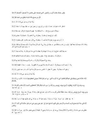 ‫3‬

‫ٚو ٍُ حٌ َد ِٛ ٓٝ ل خث ال. 1:13‬

‫حٔ ٨َ. ل ي ى٫ٛص ر ٜ ٍ ج ١ً ر ٓ أٍٚٞ ر ٓ كٍٛ ِٓ ٓ ز٢ ٠ ًٙٛح ر خ ّٓٗ. 2:13‬

‫ِٚألط ٗ ِٓ ٍٚف حهلل ر خٌ ل ىّش ٚحٌ فُٙ ٚحٌ ّ ٬َف ش ٚو ً ٛ ٕ ٬ش 3:13‬

‫اله ظَح٩ ِو ظَ٫خص ٌ ١ ٬ًّ ف ٟ حٌ ٌ٘ذ ٚحٌ ف ٠ش ٚحٌ ٕلخّ 4:13‬

‫ٌ ٍ ظَ ٛ ١٪ ٚٔ ـخٍس حٌ و ٘ذ. ٌ ١ ٬ًّ ف ٟ و ً ٛ ٕ ٬ش.ٚٔ مٖ كـخٍس 5:13‬

‫ٚ٘خ حٔ خ ل ي ؿ ٬ ٍض ِ٬ٗ أٌ٘ٛ ١آد ر ٓ حه ١ ٔخِخن ِٓ ٓ ز٢ ىحْ. ٚف ٟ ل ٍذ و ً ك ى ١ُ حٌ م ٍذ ؿ ٬ ٍض ك ىّش 6:13‬
‫ٌ ١ ٜ ٕ ٬ٛح و ً ِخ حَِط ه.‬

‫ه ١ّش حالؿ ظّخ٩ ٚط خر ٛص حٌ ٘ٙخىس ٚحٌ غ٤خء حٌ ٌٞ ٫ ٍ ١ٗ ٚو ً آٔ ١ش حٌ و ١ّش. 7:13‬

‫س ٚو ً آٔ ١ ظٙخ ٌِٚر ق حٌ زوٍٛ.ٚحٌ ّخث يس ٚآٔ ١ ظٙخ ٚحٌ ّ ٕخٍس حٌ ٤خَ٘ 8:13‬

‫ٌِٚر ق حٌ ّلَل ش ٚو ً آٔ ١ ظٗ ٚحٌ َّك ٠ش ٚل خ٫يط ٙخ 9:13‬

‫ٚحٌ ؼ ١خد حٌ ّ ٕ ٔٛؿش ٚحٌ ؼ ١خد حٌ ّ مي ٓش ٌ َْٙٚ حٌ ىخ٘ٓ ٚػ ١خد ر ٕ ١ٗ ٌ ٍ ىٙخٔ ش 01:13‬

‫ٚى٘ٓ حٌ ّ ٔلش ٚحٌ زوٍٛ حٌ ٬٤َ ٌ ٍ ميّ. ك ٔذ و ً ِخ حَِط ه ر ٗ ٠ ٜ ٕ ٬ْٛ 11:13‬

‫ٚو ٍُ حٌ َد ِٛ ٓٝ ل خث ال. 21:13‬

‫ٚحٔ ض ط ى ٍُ ر ٓ 31:13‬
     ‫.‬

                                                      ‫َْ ّفْيح نيص ٩١قص حيَ٩ ٖٞف ٩ْٙ َْ ين ْح .‬
‫ر ١ٓ ٗ ٬ زٙخ.‬

‫ٓ ظش ح٠ خَ ٠ ٜ ٕ٪ ٫ًّ. ٚحِخ حٌ ١َٛ حٌ ٔخر ٪ ف ف ١ٗ 51:13‬                            ‫َٚٞ ٞف حيَ٩ ٩ْٙ َْ ين .‬
‫حٌ ٔ زض ٠ م ظً ل ظ ال.‬

‫ف ١ل ف٦ ر ٕٛ ح َٓحث ١ً حٌ ٔ زض ٌ ١ ٜ ٕ ٬ٛح حٌ ٔ زض ف ٟ حؿ ١خٌ ُٙ ٫ٙيح حر ي٠ خ. 61:13‬




‫٫٤ٝ ِٛ ٓٝ ٫ ٕي ف َحغٗ ِٓ حٌ ى الَ ِ٬ٗ ف ٟ ؿ زً ٓ ١ ٕخء ٌ ٛكٟ حٌ ٘ٙخىس ٌ ٛكٟ كـَ ِ ى ظٛر ١ٓ ػ ُ ح 81:13‬
‫ر خ ٛ ز٪ ح هلل‬
 