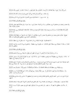 ‫ٳ ِ حالّ خځ حٿ ظِ ٳ ْيخ أ٫خڃ ڀٺ. حن خ حٿ َد ط ټ ڀڄض ً ٓخٳ ٬پ.ٳ يپ ّ ؼ زض ٷ ڀ زٺ حً ط ٸٌٍ ّ يحٹ 41:22‬

‫ًحر يىٹ ر ْن حالڃ ڂ ًحًٍّ ٺ ٳ ِ حالٍح ِٟ ًحُّ پ ن ـخ ٓ ظٺ ڃ نٺ. 51:22‬

‫ًط ظين ٔ ْن ر ن ٴ ٔٺ حڃخځ ٫ ٌْڅ حالڃ ڂ ًط ٬ ڀڄ ْن حن ِ حن خ حٿ َد 61:22‬

                                ‫.‬

‫ًٷ ٜيّ َ ًكيّ ي ًٍ ٛخٙ ٳ ِ ً ٓ٢ ٻ ٌٍ. ّ خ حر ن آىځ ٷ ي ٛخٍ ٿ ِ ر ْض ح َٓحث ْپ ُٯ ال ٻ ڀيڂ ن لخّ 81:22‬
‫ٛخًٍح ُٯپ ٳ ٠ش.‬

‫الؿ پ ًٿ ٺ ىټٌح ٷ خٽ حٿ ٔ ْي حٿ َد. ڃن ك ْغ حن ټڂ ٻ ڀ ټڂ َٛط ڂ ُٯ ال ٳ ڀٌٿ ٺ ىخن ٌح حؿڄ ٬ ټڂ ٳ ِ ً ٓ٢ 91:22‬
‫حًٍ ٗ ڀ ْڂ‬

‫ؿڄ٪ ٳ ٠ش ًن لخّ ًكيّ ي ًٍ ٛخٙ ًٷ ٜيّ َ حٿ َ ً ٓ٢ ٻ ٌٍ ٿ ن ٴن حٿ نخٍ ٫ ڀ ْيخ ٿ ٔ ز ټيخ ٻ ٌٿ ٺ 02:22‬
‫ځ.حؿڄ ٬ ټڂ ر ٰ ٠ زِ ً ٓو٤ِ ًح٣َك ټڂ ًح ٓ ز ټٺ‬

‫ٳ خؿڄ ٬ ټڂ ًحن ٴن ٫ ڀ ْ ټڂ ٳ ِ ن خٍ ٯ ٠ زِ ٳ ظ ٔ ز ټٌڅ ٳ ِ ً ٓ٤يخ. 12:22‬

‫ٻ ڄخ ط ٔ زٺ حٿ ٴ ٠ش ٳ ِ ً ٓ٢ حٿ ټٌٍ ٻ ٌٿ ٺ ط ٔ ز ټٌڅ ٳ ِ ً ٓ٤يخ ٳ ظ ٬ ڀڄٌڅ حن ِ حن خ حٿ َد ٓ ټ زض 22:22‬
‫ٓو٤ِ ٫ ڀ ْ ټڂ‬



‫.ّ خ حر ن آىځ ٷ پ ٿ يخ حن ض حالٍٝ حٿ ظِ ٿ ڂ ط ٤يَ ٿ ڂ ّ ڄ٤َ ٫ ڀ ْيخ ٳ ِ ّ ٌځ حٿ ٰ ٠ذ 42:22‬

‫ٳ ظ نش حن ز ْخث يخ ٳ ِ ً ٓ٤يخ ٻ ؤ ٓي ڃِڃـَ ّ و٤ٲ حٿ ٴَّ ٔش. حٻ ڀٌح ن ٴٌ ٓخ. حهًٌح حٿ ټ نِ ًحٿ ن ٴ ْْ 52:22‬
‫حٻ ؼًَح حٍحڃ ڀيخ ٳ ِ ً ٓ٤يخ.‬

‫ٻي ن ظيخ هخٿ ٴٌح َّٗ ٬ ظِ ًن ـ ٌٔح حٷ يح ِٓ. ٿ ڂ ّ ڄ ًِْح ر ْن حٿ ڄ ٸيّ ًحٿ ڄل ڀپ ًٿ ڂ ّ ٬ ڀڄٌح حٿ ٴَٵ 62:22‬
‫ىڂ.ر ْن حٿ نـْ ًحٿ ٤خىَ ًكـ زٌح ٫ ٌْن يڂ ٫ن ٓ زٌط ِ ٳ ظين ٔض ٳ ِ ً ٓ٢‬

‫ٍإ ٓخإىخ ٳ ِ ً ٓ٤يخ ٻ ٌث خد هخ٣ ٴش ه٤ ٴخ ٿ ٔ ٴٺ حٿ يځ الى الٹ حٿ ن ٴٌّ الٻ ظ ٔخد ٻ ٔذ. 72:22‬

‫ًحن ز ْخإىخ ٷ ي ٣ ْ نٌح ٿ يڂ ر خٿ ٤ ٴخٽ ٍحث ْن ر خ٣ال ً٫خٍٳ ْن ٿ يڂ ٻ ٌر خ ٷ خث ڀ ْن ىټٌح ٷ خٽ حٿ ٔ ْي 82:22‬
‫حٿ َد ًحٿ َد ٿ ڂ ّ ظ ټ ڀڂ.‬

‫ٿ ڄٌح حٿ َّٰ ذ ر ٰ َْ ٗ ٬ذ حالٍٝ ٧ ڀڄٌح ٧ ڀڄخ ًٯ ٜ زٌح ٯ ٜ زخ ًح ٟ٤ييًح حٿ ٴ ٸ َْ ًحٿ ڄ ٔ ټ ْن ً٥ 92:22‬
‫حٿ لٶ.‬

‫ً٣ ڀ زض ڃن ر ْ نيڂ ٍؿ ال ّ ز نِ ؿيحٍح ًّ ٸٲ ٳ ِ حٿ ؼ َٰ حڃخڃِ ٫ن حالٍٝ ٿ ټِ ال حهَر يخ ٳ ڀڂ حؿي. 03:22‬

‫ٳ ٔ ټ زض ٓو٤ِ ٫ ڀ ْيڂ. حٳ ن ْ ظيڂ ر نخٍ ٯ ٠ زِ. ؿ ڀ زض ٣َّ ٸيڂ ٫ ڀَ ٍإً ٓيڂ ّ ٸٌٽ حٿ ٔ ْي 13:22‬
‫حٿ َد‬

                            ‫.‬
 