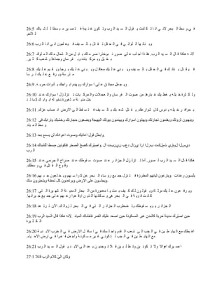 ‫ٳ ِ ً ٓ٢ حٿ زلَ الن ِ حن خ ط ټ ڀڄض ّ ٸٌٽ حٿ ٔ ْي حٿ َد ًط ټٌڅ ٯ ن ْڄش ٳ ظ ٜ َْ ڃ ز ٔ٤خ ٿ ڀ ٘ زخٹ 5:62‬
‫ٿ الڃڂ.‬

‫ًر نخط يخ حٿ ڀٌحط ِ ٳ ِ حٿ ل ٸپ ط ٸ ظپ ر خٿ ٔ ْٲ ٳ ْ ٬ ڀڄٌڅ حن ِ حن خ حٿ َد 6:62‬

‫الن و ىټٌح ٷ خٽ حٿ ٔ ْي حٿ َد. ىخن ٌح حؿ ڀذ ٫ ڀَ ٌٍٛ ن زٌهٌٍح َٛ ڃ ڀٺ ر خر پ ڃن حٿ ٘ڄخٽ ڃ ڀٺ حٿ ڄ ڀٌٹ 7:62‬
‫ر و ْپ ًر ڄَٻ زخص ًر ٴَ ٓخڅ ًؿڄخ٫ش ً ٗ ٬ذ ٻ ؼ َْ.‬

‫ٳ ْ ٸ ظپ ر نخط ٺ ٳ ِ حٿ ل ٸپ ر خٿ ٔ ْٲ ًّ ز نِ ٫ ڀ ْٺ ڃ٬خٷ پ ًّ ز نِ ٫ ڀ ْٺ ر َؿخ ًّ ٸ ْڂ ٫ ڀ ْٺ 8:62‬
‫ڃ ظَ ٓش ًّ َٳ ٪ ٫ ڀ ْٺ ط َ ٓخ‬

‫ًّ ـ ٬پ ڃـخن ٶ ٫ ڀَ ح ٌٓحٍٹ ًّ ييځ حر َحؿٺ ر ؤىًحص كَر و. 9:62‬

‫ًٿ ټ ؼَس ه ْڀ و ّ ٰ٤ ْٺ ٯ زخٍىخ. ڃن ٌٛص حٿ ٴَ ٓخڅ ًحٿ ٬ـ الص ًحٿ ڄَٻ زخص ط ظِٿ ِٽ ح ٌٓحٍٹ ٫ ني 01:62‬
‫هپ ڃيّ نش ڃ ؼ ٌٍٰس.ىهٌ ٿو حر ٌحر ٺ ٻ ڄخ ط ي‬

‫ر لٌحٳ َ ه ْڀ و ّ يًّ ٻ پ ٌٗحٍ٫ٺ. ّ ٸ ظپ ٗ ٬ زٺ ر خٿ ٔ ْٲ ٳ ظ ٔ ٸ٢ حٿ َ حالٍٝ حن ٜخد ٫ِٹ. 11:62‬


‫ً ٓ٢ حٿ ڄ ْخه.‬

                                                 ‫.‬

                                               ‫ىُّٽح ٽًٵُ صځٽٹص دٍٽح حڅح ُڅحٽ ى٩د څُڅدص حٽ .‬
‫حٿ َد‬

‫ىټٌح ٷ خٽ حٿ ٔ ْي حٿ َد ٿ ٌٍٜ. أڃخ ط ظِٿ ِٽ حٿ ـِحث َ ٫ ني ٌٛص ٓ ٸٌ٣ٺ ٫ ني َٛحم حٿ ـَكَ ٫ ني 51:62‬
‫ًٷ ٌ٩ حٿ ٸ ظپ ٳ ِ ً ٓ٤ٺ.‬

‫ٳ ظ نِٽ ؿڄ ْ٪ ٍإ ٓخء حٿ زلَ ٫ن ٻ َح ٓ ْيڂ ًّ و ڀ ٬ٌڅ ؿ ز زيڂ 61:62‬
                                                  ‫.‬

‫ًّ َٳ ٬ٌڅ ٫ ڀ ْٺ ڃَػ خس ًّ ٸٌٿ ٌڅ ٿ ٺ ٻ ْٲ ر يص ّ خ ڃ٬ڄٌٍس ڃن حٿ زلخٍ حٿ ڄيّ نش حٿ ٘ي َْس حٿ ظِ 71:62‬
‫ٻ خن ض ٷ ٌّ ش ٳ ِ حٿ زلَ ىِ ً ٓ ټخن يخ حٿ ٌّ ن حًٷ ٬ٌح ٍ٫ زيڂ ٫ ڀَ ؿڄ ْ٪ ؿ َْحن يخ.‬

‫حٿ ـِحث َ ّ ٌځ ٓ ٸٌ٣ٺ ًط ٠٤َد حٿ ـِحث َ حٿ ظِ ٳ ِ حٿ زلَ ٿ ًِحٿ ٺ. حٓڅ ط َط ٬ي 81:62‬


‫حٿ ټ ؼ َْس‬

‫حى ز٤ٺ ڃ٪ حٿ يخر ٤ ْن ٳ ِ حٿ ـذ حٿ َ ٗ ٬ذ حٿ ٸيځ ًحؿ ڀ ٔٺ ٳ ِ ح ٓخٳ پ حالٍٝ ٳ ِ حٿ وَد حالر يّ ش 02:62‬
‫ڃ٪ حٿ يخر ٤ ْن ٳ ِ حٿ ـذ ٿ ظ ټٌن ِ ٯ َْ ڃ ٔ ټٌن ش ًحؿ ٬پ ٳ وَح ٳ ِ حٍٝ حالك ْخء.‬

‫ح ٛ َْٹ حىٌحال ًال ط ټٌن ْن ًط ٤ ڀ ز ْن ٳ ال ط ٌؿيّ ن ر ٬ي حٿ َ حالر ي ّ ٸٌٽ حٿ ٔ ْي حٿ َد 12:62‬
 