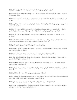‫ػ ڂ حٍؿ ٬ نِ حٿ َ ٣َّ ٶ ر خد حٿ ڄ ٸيّ حٿ وخٍؿِ حٿ ڄ ظـو ٿ ڀڄ َ٘ٵ ًىٌ ڃٰ ڀٶ. 1:44‬

‫ٿو ح َٓحث ْپ ىهپ ٳ ٸخٽ ٿ ِ حٿ َد ىٌح حٿ زخد ّ ټٌڅ ڃٰ ڀ ٸخ ال ّ ٴ ظق ًال ّ يهپ ڃ نو حن ٔخڅ الڅ حٿ َد ح 2:44‬
‫ڃ نو ٳ ْ ټٌڅ ڃٰ ڀ ٸخ.‬

‫حٿ َث ْْ حٿ َث ْْ ىٌ ّ ـ ڀْ ٳ ْو ٿ ْخٻ پ ه زِح حڃخځ حٿ َد. ڃن ٣َّ ٶ ًٍحٵ حٿ زخد ّ يهپ ًڃن ٣َّ ٸو 3:44‬
‫ّ وَؽ.‬

‫ػ ڂ حط َ ر ِ ٳ ِ ٣َّ ٶ ر خد حٿ ٘ڄخٽ حٿ َ ٷ يحځ حٿ ز ْض. ٳ ن٨َص ًحًح ر ڄـي حٿ َد ٷ ي ڃٖ ر ْض حٿ َد. 4:44‬
‫ٳ وٍَص ٫ ڀَ ًؿيِ.‬

‫ځ حؿ ٬پ ٷ ڀ زٺ ًحن ٨َ ر ٬ ْ ن ْٺ ًح ٓڄ٪ ر خًن ْٺ ٻ پ ڃخ حٷ ٌ ٿو ٿ ٺ ٫ن ٻ پ ٳ ٸخٽ ٿ ِ حٿ َد ّ خ حر ن آى 5:44‬
‫ٳ َحث ٞ ر ْض حٿ َد ً٫ن ٻ پ ٓ ن نو ًحؿ ٬پ ٷ ڀ زٺ ٫ ڀَ ڃيهپ حٿ ز ْض ڃ٪ ٻ پ ڃوخٍؽ حٿ ڄ ٸيّ.‬

‫ًٷ پ ٿ ڀڄ ظڄَىّ ن ٿ ز ْض ح َٓحث ْپ ىټٌح ٷ خٽ حٿ ٔ ْي حٿ َد. ّ ټ ٴ ْ ټڂ ٻ پ ٍؿخ ٓخط ټڂ ّ خ ر ْض 6:44‬
‫ح َٓحث ْپ‬

‫ًد حٿ ٰ ڀٲ حٿ ڀلڂ ٿ ْ ټٌن ٌح ٳ ِ ڃ ٸي ِٓ ٳ ْ نـ ٌٔح ر ْ ظِ ر خىهخٿ ټڂ حر نخء حٿ َّٰ ذ حٿ ٰ ڀٲ حٿ ٸپ 7:44‬
‫ر ظ ٸَّ ز ټڂ ه زُِ حٿ ٘لڂ ًحٿ يځ. ٳ ن ٸ ٠ٌح ٫ييُ ٳ ٌٵ ٻ پ ٍؿخ ٓخط ټڂ.‬



‫ىټٌح ٷ خٽ حٿ ٔ ْي حٿ َد. حر ن حٿ َّٰ ذ حٯ ڀٲ حٿ ٸ ڀذ ًحٯ ڀٲ حٿ ڀلڂ ال ّ يهپ ڃ ٸي ِٓ ڃن ٻ پ حر ن ٯَّ ذ 9:44‬
‫حٿ ٌُ ٳ ِ ً ٓ٢ ر نِ ح َٓحث ْپ.‬

                                                                                       ‫.‬

‫ًّ ټٌن ٌڅ هيحڃخ ٳ ِ ڃ ٸي ِٓ كَحّ حر ٌحد حٿ ز ْض ًهيحځ حٿ ز ْض. ىڂ ّ ٌر لٌڅ حٿ ڄلَٷ ش ًحٿ ٌر ْلش 11:44‬
‫ٿ ڀ ٘ ٬ذ ًىڂ ّ ٸ ٴٌڅ حڃخڃيڂ ٿ ْويڃٌىڂ.‬

‫ح ٛ نخڃيڂ ًٻ خن ٌح ڃ٬ ؼَس حػ ڂ ٿ ز ْض ح َٓحث ْپ. ٿ ٌٿ ٺ ٍٳ ٬ض ّ يُ ٫ ڀ ْيڂ ّ ٸٌٽ الن يڂ هيڃٌىڂ حڃخځ 21:44‬
‫حٿ ٔ ْي حٿ َد ٳ ْلڄ ڀٌڅ حػ ڄيڂ.‬


‫ٳ ٬ ڀٌىخ.‬

‫ڃخ ّ ٬ڄپ ٳ ْوًحؿ ٬ ڀيڂ كخٍ ِٓ كَح ٓش حٿ ز ْض ٿ ټپ هيڃش ٿ ټپ 41:44‬


‫ًّ ٸ ٴٌڅ حڃخڃِ ٿ ْ ٸَر ٌح ٿ ِ حٿ ٘لڂ ًحٿ يځ ّ ٸٌٽ حٿ ٔ ْي حٿ َد.‬

‫ىڂ ّ يه ڀٌڅ ڃ ٸي ِٓ ًّ ظ ٸيڃٌڅ حٿ َ ڃخث يط ِ ٿ ْويڃٌن ِ ًّ لَ ٌٓح كَح ٓ ظِ. 61:44‬

‫ن ي ىهٌٿ يڂ حر ٌحد حٿ يحٍ حٿ يحه ڀ ْش حن يڂ ّ ڀ ز ٌٔڅ ػ ْخر خ ڃن ٻ ظخڅ ًال ّ ؤط ِ ٫ ڀ ْيڂ ٌٛٱ ًّ ټٌڅ ٩ 71:44‬
‫٫ ني هيڃ ظيڂ ٳ ِ حر ٌحد حٿ يحٍ حٿ يحه ڀ ْش ًڃن ىحهپ.‬
 