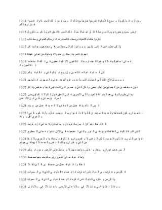 ‫ِٚٓ ال ٠ م ج ٍ ىُ ٚال ٠ َّ٤ و الِ ىُ ف بفوعٛا فبهعب ِٓ مٌ ه اٌ ج ١ذ اٚ ِٓ ر ٍه اٌ ّل٠ ٕخ ٚأ ف ٚٛا 41:01‬
‫غ جبه اهع ٍ ىُ.‬

‫اهٗ ٍلَٚ ٚ٥ّٛهح ٠ َٛ اٌ ل٠ ٓ ؽبٌ خ او ضو اؽ زّبال ِّب ٌ ز ٍه اٌ ّل٠ ٕخاٌ ؾك ال ٛي ٌ ىُ ٍ ز ىْٛ ي 51:01‬

                                                                          ‫.‬

‫ٌٚ ىٓ اؽنهٚا ِٓ اٌ ٕبً. الٔ ُٙ ٍ ١ َ ٍّٛٔ ىُ اٌ ٝ ِغبٌ ٌ ٚف ٟ ِغبِ٦ُٙ ٠ غ ٍلٚٔ ىُ. 71:01‬

‫ٌ ُٙ ٌٚ الُِ. ٚر َبل ْٛ اِبَ ٚالح ِٚ ٍٛن ِٓ اع ٍٟ ّٙبكح 81:01‬

‫ف ّ زٝ ا ٍ ٍّٛو ُ ف ال ر ٙ زّٛا و ١ف اٚ ث ّب ر ز ى ٍّْٛ. الٔ ىُ ر ٦ْٞٛ ف ٟ ر ٍه اٌ َب٥خ ِب 91:01‬
‫ر ز ى ٍّْٛ ث ٗ.‬

‫الْ ٌ َ زُ أ زُ اٌ ّ ز ى ٍّ ١ٓ ث ً هٚػ اث ١ ىُ اٌ نٞ ٠ ز ى ٍُ ف ١ ىُ. 02:01‬

‫ٚ ٍ ١ َ ٍُ االؿ افبٖ اٌ ٝ اٌ ّٛد ٚاالة ٌٚ لٖ. ٚ٠ مَٛ االٚالك ٥ ٍٝ ٚاٌ ل٠ ُٙ ٚ٠ م ز ٍٛٔ ُٙ. 12:01‬

‫ٔ ْٛ ِ ج غ ٚ ١ٓ ِٓ اٌ غّ ١٤ ِٓ اعً ا ٍّٟ. ٌٚ ىٓ اٌ نٞ ٠ ٖ جو اٌ ٝ اٌ ّ ٕ زٙٝ ف ٙنا ٠ ق ٍٔ.ٚر ىٛ 22:01‬

‫ِٚ زٝ ٝوكٚو ُ ف ٟ ٘نٖ اٌ ّل٠ ٕخ ف ب٘وث ٛا اٌ ٝ االف وٜ. ف بٔ ٟ اٌ ؾك ال ٛي ٌ ىُ ال ر ىّ ٍْٛ ِلْ 32:01‬
‫ا ٍوائ ١ً ؽ زٝ ٠ ؤر ٟ اث ٓ االٔ َبْ‬

‫ٌ ١ٌ اٌ ز ٍّ ١ن اف ًٚ ِٓ اٌ ّ ٦ ٍُ ٚال اٌ ٦ جل اف ًٚ ِٓ ٍ ١لٖ. 42:01‬

‫ٌ ز ٍّ ١ن اْ ٠ ىْٛ و ّ ٦ ٍّٗ ٚاٌ ٦ جل و َ ١لٖ. اْ و بٔ ٛا ل ل ٌ م جٛا هة اٌ ج ١ذ ث ٦ ٍيث ٛي ف ىُ ٠ ى فٟ ا 52:01‬
‫ث بٌ ؾوٞ اً٘ ث ١ زٗ.‬

‫ف ال ر قبف ُٛ٘. الْ ٌ ١ٌ ِ ى زَٛ ٌ ٓ ٠ َ ز ٦ ٍٓ ٚال ف فٟ ٌ ٓ ٠ ٦وف. 62:01‬

‫اٌ نٞ ال ٛ ٌٗ ٌ ىُ ف ٟ اٌ ٢ ٍّخ ل ٌٛ ٖٛ ف ٟ اٌ ٕٛه. ٚاٌ نٞ ر َّ ٦ٛٔ ٗ ف ٟ االمْ ٔ بكٚا ث ٗ ٥ ٍٝ اٌ َٞٛػ. 72:01‬

‫ف ٛا ِٓ اٌ ن٠ ٓ ٠ م ز ٍْٛ اٌ غ َل ٌٚ ىٓ اٌ ٕ فٌ ال ٠ ملهْٚ اْ ٠ م ز ٍٛ٘ب. ث ً فبف ٛا ث بٌ ؾوٞ ٚال ر قب 82:01‬
‫ِٓ اٌ نٞ ٠ مله اْ ٠ ٙ ٍه اٌ ٕ فٌ ٚاٌ غ َل و ٍ ١ّٙب ف ٟ عٙ ُٕ.‬

‫أٌ ١ٌ ٥ ٖ فٛهاْ ٠ جب٥بْ ث ف ٌٍ. ٚٚاؽل ِ ّٕٙب ال ٠ َ مٜ ٥ ٍٝ االهٗ ث لْٚ اث ١ ىُ. 92:01‬

‫ٚاِب أ زُ ف ؾ زٝ ّ ٦ٛه هإٚ ٍ ىُ عّ ١ ٦ٙب ِؾ ٖبح. 03:01‬

‫ر قبف ٛا. أ زُ اف ًٚ ِٓ ٥ ٖبف ١و و ض ١وح.ف ال 13:01‬

‫ف ىً ِٓ ٠ ٦ زوف ث ٟ ل لاَ اٌ ٕبً ا٥ زوف أ ب ا٠ ٚب ث ٗ ل لاَ اث ٟ اٌ نٞ ف ٟ اٌ َّٛاد. 23:01‬

‫ٌٚ ىٓ ِٓ ٠ ٕ ىؤ ٟ ل لاَ اٌ ٕبً أ ىوٖ أ ب ا٠ ٚب ل لاَ اث ٟ اٌ نٞ ف ٟ اٌ َّٛاد 33:01‬

‫ٍ ١ فب.ال ر ٢ ٕٛا أ ٟ ع ئذ ألٌ مٟ ٍ الِب ٥ ٍٝ االهٗ . ِب ع ئذ ألٌ مٟ ٍ الِب ث ً 43:01‬
 