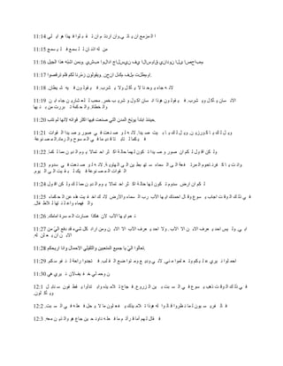 ‫ا اٌ ّيِ٤ اْ ٠ بر ٟ.ٚاْ اهكر ُ اْ ر م ج ٍٛا ف ٙنا ٘ٛ ا٠ ٍٟ 41:11‬

‫ِٓ ٌٗ امٔ بْ ٌ ٍ َّ٤ ف ٍ ١ َّ٤ 51:11‬

                          ‫َٖةاػٓا ٜيا ْٚكاْٞ قاًٚايا ٞف ًْٞياط اكايٚا ٖةُٞ .‬

                                    ‫.اَٚٛيد َيف َني اْػْ .‬

‫الٔ ٗ عبء ٠ ٛؽ ٕب ال ٠ ؤو ً ٚال ٠ ْوة. ف ١ مٌٛ ْٛ ف ١ٗ ّ ١ٞبْ. 81:11‬

‫االٔ َبْ ٠ ؤو ً ٚ٠ ْوة. ف ١ مٌٛ ْٛ ٘ٛما أ َبْ او ٛي ٚ ّو٠ ت فّو. ِؾت ٌ ٍ ٦ ْبه٠ ٓ عبء اث ٓ 91:11‬
‫ٚاٌ قٞبح. ٚاٌ ؾ ىّخ ر جوهد ِٓ ث ٕ ١ٙب‬

                                                                ‫.‬

‫ٚ٠ ً ٌ ه ٠ ب و ٛهى٠ ٓ. ٚ٠ ً ٌ ه ٠ ب ث ١ذ ٕ ١لا. الٔ ٗ ٌ ٛ ٕ ٕ ٦ذ ف ٟ ٕٛه ٚ ٕ ١لا اٌ مٛاد 12:11‬
 ‫ف ١ ىّب ٌ زبث زب ل ل٠ ّب ف ٟ اٌ ّ َٛػ ٚاٌ وِبك.اٌ ّ ٖ ٕٛ٥خ‬

‫ٌٚ ىٓ ال ٛي ٌ ىُ اْ ٕٛه ٚ ٕ ١لا ر ىْٛ ٌ ّٙب ؽبٌ خ او ضو اؽ زّبال ٠ َٛ اٌ ل٠ ٓ ِّب ٌ ىّب. 22:11‬

‫ٚأ ذ ٠ ب و فؤ بؽَٛ اٌ ّور ف ٦خ اٌ ٝ اٌ َّبء ٍ زٙ جٞ ١ٓ اٌ ٝ اٌ ٙبٚ٠ خ. الٔ ٗ ٌ ٛ ٕ ٕ ٦ذ ف ٟ ٍلَٚ 32:11‬
‫اٌ مٛاد اٌ ّ ٖ ٕٛ٥خ ف ١ه ٌ ج م ١ذ اٌ ٝ اٌ ١َٛ.‬

‫ٌ ىُ اْ اهٗ ٍلَٚ ر ىْٛ ٌ ٙب ؽبٌ خ او ضو اؽ زّبال ٠ َٛ اٌ ل٠ ٓ ِّب ٌ ه ٌٚ ىٓ ال ٛي 42:11‬

‫ف ٟ مٌ ه اٌ ٛل ذ اعبة ٠ َٛ٣ ٚل بي اؽّلن ا٠ ٙب ا٢ة هة اٌ َّبء ٚاالهٗ الٔ ه اف ف ١ذ ٘نٖ ٥ٓ اٌ ؾ ىّبء 52:11‬
‫ٚاٌ فّٙبء ٚا٥ ٍ ٕ زٙب ٌ الٝ فبي.‬

‫ٔ ٦ُ ا٠ ٙب ا٢ة الْ ٘ىنا ٕبهد اٌ ّ َوح اِبِه. 62:11‬

                              ‫اث ٟ. ٌٚ ١ٌ اؽل ٠ ٦وف االث ٓ اال ا٢ة . ٚال اؽل ٠ ٦وف ا٢ة اال االث ٓ ِٚٓ اهاك‬
‫االث ٓ اْ ٠ ٦ ٍٓ ٌٗ.‬

                                                           ‫.‬

‫اؽّ ٍٛا ٔ ١وٞ ٥ ٍ ١ ىُ ٚر ٦ ٍّٛا ِ ٕٟ. الٔ ٟ ٚك٠ ٤ ِٚ زٛا ٙ٤ اٌ م ٍت. ف زغلٚا هاؽخ ٌ ٕ فٛ ٍ ىُ. 92:11‬

‫ْ ٚؽّ ٍٟ ف ف ١فالْ ٔ ١وٞ ٟ٘ 03:11‬

‫ف ٟ مٌ ه اٌ ٛل ذ م٘ت ٠ َٛ٣ ف ٟ اٌ َ جذ ث ١ٓ اٌ يهٚ٣. ف غب٣ ر الِ ١نٖ ٚاث زلأٚا ٠ مٞ فْٛ ٍ ٕبث ً 1:21‬
‫ٚ٠ ؤو ٍْٛ.‬

‫ف بٌ فو٠ َ ١ْٛ ٌ ّب ٔ ٢وٚا ل بٌ ٛا ٌٗ ٘ٛما ر الِ ١نن ٠ ف ٦ ٍْٛ ِب ال ٠ ؾً ف ٦ٍ ٗ ف ٟ اٌ َ جذ. 2:21‬

‫ف مبي ٌ ُٙ أِب ل وأر ُ ِب ف ٦ٍ ٗ كاٚك ؽ ١ٓ عب٣ ٘ٛ ٚاٌ ن٠ ٓ ِ٦ٗ. 3:21‬
 