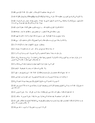‫ف ّ زٝ عبء ٕبؽت اٌ ىوَ ِبما ٠ ف ٦ً ث ؤٌٚ ئه اٌ ىواِ ١ٓ. 04:12‬

                                                  ‫َ اٌ ىوَ اٌ ٝ و واِ ١ٓ آفو٠ ٓ ٠ ٦ٞٛٔ ٗ االص ّبه ف ٟ اٚل بر ٙب.‬

‫ل بي ٌ ُٙ ٠ َٛ٣ أِب ل وأر ُ ل ٜ ف ٟ اٌ ى زت. اٌ ؾغو اٌ نٞ هف ٚٗ اٌ ج ٕبإْٚ ٘ٛ ل ل ٕبه هاً اٌ ياٚ٠ خ. 24:12‬
‫ِٓ ل جً اٌ وة و بْ ٘نا ٚ٘ٛ ٥غ ١ت ف ٟ ا٥ ١ ٕ ٕب.‬

‫ٌ نٌ ه ال ٛي ٌ ىُ اْ ِ ٍ ىٛد اهلل ٠ ٕي٣ ِ ٕ ىُ ٚ٠ ٦ٞٝ ألِخ ر ٦ًّ اص ّبهٖ. 34:12‬

‫ِٚٓ ٍ مٜ ٥ ٍٝ ٘نا اٌ ؾغو ٠ زو ٙ٘ ِٚٓ ٍ مٜ ٘ٛ ٥ ٍ ١ٗ ٠ َؾ مٗ 44:12‬

‫ٌٚ ّب ٍّ٤ هإ ٍبء اٌ ىٙ ٕخ ٚاٌ فو٠ َ ١ْٛ اِ ضبٌ ٗ ٥وف ٛا أ ٗ ر ى ٍُ ٥ ٍ ١ُٙ. 54:12‬

‫ٚام و بٔ ٛا ٠ ٞ ٍ جْٛ اْ ٠ ّ َ ىٖٛ فبف ٛا ِٓ اٌ غّٛ٣ الٔ ٗ و بْ ٥ ٕلُ٘ ِ ضً ٔ جٟ 64:12‬

‫ٚع ٦ً ٠ َٛ٣ ٠ ى ٍُّٙ ا٠ ٚب ث بِ ضبي ل بئ ال. 1:22‬

‫أ َبٔ ب ِ ٍ ىب ٕ ٕ٤ ٥و ٍب الث ٕٗ.٠ ْ جٗ ِ ٍ ىٛد اٌ َّٛاد 2:22‬

‫ٚاه ًٍ ٥ ج ١لٖ ٌ ١ل٥ٛا اٌ ّل٥ٛ٠ ٓ اٌ ٝ اٌ ٦وً ف ٍُ ٠ و٠ لٚا اْ ٠ ؤر ٛا. 3:22‬

‫ف به ًٍ ا٠ ٚب ٥ ج ١لا آفو٠ ٓ ل بئ ال ل ٌٛ ٛا ٌ ٍّل٥ٛ٠ ٓ ٘ٛما غنائ ٟ ا٥لكر ٗ. ص ١وأ ٟ ِٚ َّ ٕبر ٟ ل ل 4:22‬
‫مث ؾذ ٚو ً ّٟء ِ٦ل. ر ٦بٌ ٛا اٌ ٝ اٌ ٦وً.‬

‫آفو اٌ ٝ ر غبهر ٗ.ٌٚ ى ُٕٙ ر ٙبٚٔ ٛا ِٚ ٚٛا ٚاؽل اٌ ٝ ؽ مٍ ٗ ٚ 5:22‬

‫ٚاٌ جبل ْٛ اِ َ ىٛا ٥ ج ١لٖ ٚ ّ زُّٛ٘ ٚل ز ٍُٛ٘. 6:22‬

‫ف ٍّب ٍّ٤ اٌ ّ ٍه غ ٚت ٚاه ًٍ ع ٕٛكٖ ٚا٘ ٍه أٌٚ ئه اٌ مبر ٍ ١ٓ ٚاؽوق ِل٠ ٕ زُٙ. 7:22‬

‫ص ُ ل بي ٌ ٦ ج ١لٖ اِب اٌ ٦وً ف ّ َ ز ٦ل ٚاِب اٌ ّل٥ْٛٚ ف ٍُ ٠ ىٛٔ ٛا ِ َ زؾ م ١ٓ. 8:22‬

‫اٌ ٦وً. ف بم٘ جٛا اٌ ٝ ِ فبهق اٌ ٞوق ٚو ً ِٓ ٚعلر ّٖٛ ف بك٥ٖٛ اٌ ٝ 9:22‬

‫ف قوط أٌٚ ئه اٌ ٦ ج ١ل اٌ ٝ اٌ ٞوق ٚعّ ٦ٛا و ً اٌ ن٠ ٓ ٚعلُٚ٘ ا ّواها ٚ ٕبٌ ؾ ١ٓ. ف بِ ز أل اٌ ٦وً ِٓ 01:22‬
‫اٌ ّ ز ى ئ ١ٓ.‬

‫ف ٍّب كفً اٌ ّ ٍه ٌ ١ ٕ٢و اٌ ّ ز ى ئ ١ٓ هأٜ ٘ ٕبن أ َبٔ ب ٌ ُ ٠ ىٓ الث َب ٌ جبً اٌ ٦وً. 11:22‬

‫ف مبي ٌٗ ٠ ب ٕبؽت و ١ف كف ٍذ اٌ ٝ ٘ ٕب ٌٚ ١ٌ ٥ ٍ ١ه ٌ جبً اٌ ٦وً. ف َ ىذ. 21:22‬

‫ؽ ١ ٕ ئن ل بي اٌ ّ ٍه ٌ ٍقلاَ اهث ٞٛا هع ٍ ١ٗ ٚ٠ ل٠ ٗ ٚفنٖٚ ٚاٝوؽٖٛ ف ٟ اٌ ٢ ٍّخ اٌ قبهع ١خ. ٘ ٕبن ٠ ىْٛ 31:22‬
‫اٌ ج ىبء ٚ ٕو٠ و اال ٍ ٕبْ.‬

‫الْ و ض ١و٠ ٓ ٠ ل٥ْٛ ٚل ٍ ١ ٍ ١ٓ ٠ ٕ زق جْٛ 41:22‬
 