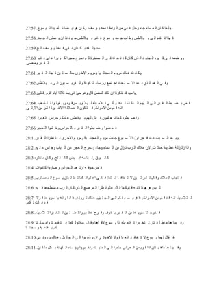 ‫ٌٚ ّب و بْ اٌ ّ َبء عبء هعً غ ٕٟ ِٓ اٌ واِخ ا ٍّٗ ٠ ٛ ٍف. ٚو بْ ٘ٛ ا٠ ٚب ر ٍّ ١نا ٌ ١ َٛ٣. 75:72‬

‫ف ٙنا ر ملَ اٌ ٝ ث ١ الٌٝ ٚٝ ٍت ع َل ٠ َٛ٣. ف بِو ث ١ الٌٝ ؽ ١ ٕ ئن اْ ٠ ٦ٞٝ اٌ غ َل. 85:72‬

‫ٍل ٌٚ فٗ ث ى زبْ ٔ مٟ.ف بفن ٠ ٛ ٍف اٌ ظ 95:72‬

‫ٚٚ ٙ ٦ٗ ف ٟ ل جوٖ اٌ غل٠ ل اٌ نٞ و بْ ل ل ٔ ؾ زٗ ف ٟ اٌ ٖقوح ص ُ كؽوط ؽغوا و ج ١وا ٥ ٍٝ ث بة 06:72‬
‫اٌ م جو ِٚ ٚٝ.‬

‫ٚو بٔ ذ ٘ ٕبن ِو٠ ُ اٌ ّغلٌ ١خ ِٚو٠ ُ االف وٜ عبٌ َ ز ١ٓ ر غبٖ اٌ م جو 16:72‬

‫ٚف ٟ اٌ غل اٌ نٞ ث ٦ل اال ٍ ز ٦لاك اع زّ٤ هإ ٍبء اٌ ىٙ ٕخ ٚاٌ فو٠ َ ١ْٛ اٌ ٝ ث ١ الٌٝ 26:72‬

‫36:72‬                                                                          ‫.‬

‫ف ّو ث ٚ جٜ اٌ م جو اٌ ٝ اٌ ١َٛ اٌ ضبٌ ش ٌ ئ ال ٠ ؤر ٟ ر الِ ١نٖ ٌ ١ ال ٚ٠ َول ٖٛ ٚ٠ مٌٛ ٛا ٌ ٍ ْ ٦ت 46:72‬
‫أ ٗ ل بَ ِٓ االِ ٛاد. ف ز ىْٛ اٌ ٚ الٌ خ االف ١وح ا ّو ِٓ االٌٚ ٝ.‬

‫ٚا ٙ جٖٞٛ و ّب ر ٦ ٍّْٛ.ف مبي ٌ ُٙ ث ١ الٌٝ ٥ ٕلو ُ ؽواً. ام٘ جٛا 56:72‬

‫ف ّ ٚٛا ٚ ٙ جٞٛا اٌ م جو ث بٌ ؾواً ٚف زّٛا اٌ ؾغو 66:72‬

‫ٚث ٦ل اٌ َ جذ ٥ ٕل ف غو اٚي اال ٍ جٛ٣ عبءد ِو٠ ُ اٌ ّغلٌ ١خ ِٚو٠ ُ االف وٜ ٌ ز ٕ٢وا اٌ م جو. 1:82‬

‫ٚاما ىٌ يٌ خ ٥٢ ١ّخ ؽلص ذ. الْ ِالن اٌ وة ٔ يي ِٓ اٌ َّبء ٚعبء ٚكؽوط اٌ ؾغو ٥ٓ اٌ جبة ٚع ٌٍ ٥ ٍ ١ٗ. 2:82‬

‫و بٌ جوق ٌٚ جب ٍٗ اث ١٘ و بٌ ض ٍظ. ٚو بْ ِ ٕ٢وٖ 3:82‬

‫ف ّٓ فٛف ٗ اهر ٦ل اٌ ؾواً ٚ ٕبهٚا و بِٛاد. 4:82‬

‫ف بعبة اٌ ّ الن ٚل بي ٌ ٍّوأر ١ٓ ال ر قبف ب أ زّب. ف بٔ ٟ ا٥ ٍُ أ ىّب ر ٞ ٍ جبْ ٠ َٛ٣ اٌ ّ ٖ ٍٛة. 5:82‬

‫ٌ ١ٌ ٘ٛ ٙ ٕب الٔ ٗ ل بَ و ّب ل بي. ٘ ٍُ أ ٢وا اٌ ّٛ ٙ٤ اٌ نٞ و بْ اٌ وة ِ ٚٞغ ٦ب ف ١ٗ. 6:82‬
                                                                                   ‫٘‬

‫ٌ ز الِ ١نٖ أ ٗ ل ل ل بَ ِٓ االِ ٛاد. ٘ب ٘ٛ ٠ َ ج م ىُ اٌ ٝ اٌ غ ٍ ١ً. ٘ ٕبن ر وٚٔ ٗ. ٘ب أ ب ٚام٘ جب ٍو٠ ٦ب ل ٛال 7:82‬
‫ل ل ل ٍذ ٌ ىّب.‬

‫ف قوع زب ٍو٠ ٦ب ِٓ اٌ م جو ث قٛف ٚف وػ ٥٢ ١ُ هاو ٚ ز ١ٓ ٌ زق جوا ر الِ ١نٖ. 8:82‬

‫ٚف ١ّب ّب ِ ٕٞ ٍ م زبْ ٌ زق جوا ر الِ ١نٖ اما ٠ َٛ٣ الل ّب ٚل بي ٍ الَ ٌ ىّب. ف ز ملِ زب ٚاِ َ ى زب 9:82‬
                                               ‫ب٘‬                                               ‫٘‬
‫ٌٗ. ث ملِ ١ٗ ٚ ٍغلر ب‬

‫ف مبي ٌ ّٙب ٠ َٛ٣ ال ر قبف ب. ام٘ جب ل ٛال الف ٛر ٟ اْ ٠ ن٘ جٛا اٌ ٝ اٌ غ ٍ ١ً ٚ٘ ٕبن ٠ وٚٔ ٕٟ 01:82‬

‫ٚف ١ّب ّب ما٘ ج زبْ اما ل َٛ ِٓ اٌ ؾواً عبءٚا اٌ ٝ اٌ ّل٠ ٕخ ٚاف جوٚا هإ ٍبء اٌ ىٙ ٕخ ث ىً ِب و بْ. 11:82‬
                                                                                                 ‫٘‬
 