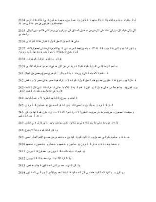 23:34 ‫ارس‬ ‫ا‬ ‫ان‬ ‫ا‬‫ه‬ ‫ك‬ ‫ذل‬ ‫ل‬ ‫ي‬ ‫ف‬ ‫لدون‬ ‫ج‬ ‫ت‬ ‫نهم‬ ‫وم‬ ‫بون‬ ‫ل‬ ‫ص‬ ‫وت‬ ‫لون‬ ‫ت‬ ‫ق‬ ‫ت‬ ‫نهم‬ ‫م‬ ‫ف‬ ‫بة‬ ‫ت‬ ‫وك‬ ‫كماء‬ ‫وح‬ ‫ياء‬ ‫ب‬ ‫ان‬ ‫كم‬ ‫ي‬ ‫ال‬ ‫ل‬
.‫نة‬ ‫مدي‬ ‫ى‬ ‫ال‬ ‫نة‬ ‫مدي‬ ‫من‬ ‫طردون‬ ‫وت‬ ‫كم‬ ‫مجامع‬
23:35 ‫الهيكل‬ ‫بين‬ ‫قتلتموه‬ ‫الذي‬ ‫برخيا‬ ‫بن‬ ‫زكريا‬ ‫دم‬ ‫الى‬ ‫ديق‬‫د‬‫الص‬ ‫هابيل‬ ‫دم‬ ‫من‬ ‫االرض‬ ‫على‬ ‫سفك‬ ‫زكي‬ ‫دم‬ ‫كل‬ ‫عليكم‬ ‫يأتي‬ ‫لكي‬
.‫ح‬ ‫مذب‬ ‫وال‬
23:36 ‫ي‬ ‫ات‬ ‫ي‬ ‫له‬ ‫ك‬ ‫هذا‬ ‫ان‬ ‫كم‬ ‫ل‬ ‫ول‬ ‫اق‬ ‫حق‬ ‫ال‬ ‫يل‬ ‫ج‬ ‫ال‬ ‫هذا‬ ‫لى‬ ‫ع‬
23:37 ‫اوالدك‬ ‫ع‬‫اجم‬ ‫ان‬ ‫اردت‬ ‫مرة‬ ‫م‬ ‫ك‬ ‫يها‬ ‫ال‬ ‫ين‬ ‫ل‬ ‫س‬ ‫مر‬ ‫ال‬ ‫وراجمة‬ ‫ياء‬ ‫ب‬ ‫االن‬ ‫لة‬ ‫ات‬ ‫ق‬ ‫ا‬ ‫ي‬ ‫يم‬ ‫ل‬ ‫ش‬ ‫اور‬ ‫ا‬ ‫ي‬ ‫يم‬ ‫ل‬ ‫ش‬ ‫اور‬ ‫ا‬ ‫ي‬
.‫دوا‬ ‫ري‬ ‫ت‬ ‫م‬ ‫ول‬ ‫يها‬ ‫ناح‬ ‫ج‬ ‫حت‬ ‫ت‬ ‫راخها‬ ‫ف‬ ‫دجاجة‬ ‫ال‬ ‫ع‬‫جم‬ ‫ت‬ ‫ما‬ ‫ك‬
23:38 .‫ا‬ ‫خراب‬ ‫كم‬ ‫ل‬ ‫ترك‬ ‫ي‬ ‫كم‬ ‫ت‬ ‫ي‬ ‫ب‬ ‫هوذا‬
23:39 ‫ي‬ ‫اآلت‬ ‫بارك‬ ‫م‬ ‫وا‬ ‫قول‬ ‫ت‬ ‫تى‬ ‫ح‬ ‫اآلن‬ ‫من‬ ‫ني‬ ‫رون‬ ‫ت‬ ‫ال‬ ‫كم‬ ‫ان‬ ‫كم‬ ‫ل‬ ‫ول‬ ‫اق‬ ‫ي‬ ‫الن‬ ‫رب‬ ‫ال‬ ‫سم‬ ‫ا‬ ‫ب‬
24:1 ‫الهيكل‬ ‫من‬ ‫ومضى‬ ‫يسوع‬ ‫خرج‬ ‫ثم‬ . .‫كل‬ ‫ي‬ ‫ه‬ ‫ال‬ ‫ية‬ ‫ن‬ ‫اب‬ ‫روه‬ ‫ي‬ ‫كي‬ ‫ل‬ ‫يذه‬ ‫الم‬ ‫ت‬ ‫قدم‬ ‫ت‬ ‫ف‬
24:2 ‫قض‬ ‫ن‬ ‫ي‬ ‫ال‬ ‫حجر‬ ‫لى‬ ‫ع‬ ‫حجر‬ ‫نا‬ ‫ه‬‫ه‬ ‫ترك‬ ‫ي‬ ‫ال‬ ‫ه‬ ‫ان‬ ‫كم‬ ‫ل‬ ‫ول‬ ‫اق‬ ‫حق‬ ‫ال‬ .‫هذه‬ ‫ع‬‫ي‬ ‫جم‬ ‫نظرون‬ ‫ت‬ ‫ا‬‫م‬‫أ‬ ‫سوع‬ ‫ي‬ ‫هم‬ ‫ل‬ ‫قال‬ ‫ف‬
24:3 ‫مت‬ ‫نا‬ ‫ل‬ ‫ل‬ ‫ق‬ ‫ين‬ ‫ل‬ ‫ائ‬ ‫ق‬ ‫فراد‬ ‫ان‬ ‫لى‬ ‫ع‬ ‫يذ‬ ‫تالم‬ ‫ال‬ ‫يه‬ ‫ال‬ ‫قدم‬ ‫ت‬ ‫تون‬ ‫زي‬ ‫ال‬ ‫بل‬ ‫ج‬ ‫لى‬ ‫ع‬ ‫س‬ ‫جال‬ ‫هو‬ ‫يما‬ ‫وف‬ ‫كون‬ ‫ي‬ ‫ى‬
.‫دهر‬ ‫ال‬ ‫ضاء‬ ‫ق‬ ‫وان‬ ‫ئك‬ ‫ي‬ ‫مج‬ ‫المة‬‫ع‬ ‫هي‬ ‫وما‬ ‫هذا‬
24:4 .‫احد‬ ‫كم‬ ‫ل‬ ‫ض‬ ‫ي‬ ‫ال‬ ‫ظروا‬ ‫ان‬ ‫هم‬ ‫ل‬ ‫ال‬ ‫وق‬ ‫سوع‬ ‫ي‬ ‫اجاب‬ ‫ف‬
24:5 .‫ن‬ ‫يري‬ ‫ث‬ ‫ك‬ ‫لون‬ ‫ض‬ ‫وي‬ ‫يح‬ ‫س‬ ‫م‬ ‫ال‬ ‫هو‬ ‫ا‬ ‫ان‬ ‫ين‬ ‫ل‬ ‫ائ‬ ‫ق‬ ‫سمي‬ ‫ا‬ ‫ب‬ ‫ون‬ ‫يأت‬ ‫س‬ ‫ن‬ ‫يري‬ ‫ث‬ ‫ك‬ ‫ان‬ ‫ف‬
24:6 ‫كن‬ ‫ول‬ .‫لها‬ ‫ك‬ ‫هذه‬ ‫كون‬ ‫ت‬ ‫ان‬ ‫د‬ ‫ب‬ ‫ال‬ ‫ه‬ ‫الن‬ .‫اعوا‬ ‫رت‬ ‫ت‬ ‫ال‬ ‫ظروا‬ ‫ان‬ .‫حروب‬ ‫بار‬ ‫واخ‬ ‫حروب‬ ‫ب‬ ‫عون‬ ‫سم‬ ‫ت‬ ‫سوف‬ ‫و‬
‫تهى‬ ‫ن‬ ‫م‬ ‫ال‬ ‫يس‬ ‫ل‬ .‫عد‬ ‫ب‬
24:7 .‫ن‬ ‫اك‬‫م‬‫ا‬ ‫ي‬ ‫ف‬ ‫وزالزل‬ ‫ئة‬ ‫واوب‬ ‫مجاعات‬ ‫كون‬ ‫وت‬ ‫كة‬ ‫ل‬ ‫مم‬ ‫لى‬ ‫ع‬ ‫كة‬ ‫ل‬ ‫ومم‬ ‫امة‬ ‫لى‬ ‫ع‬ ‫امة‬ ‫قوم‬ ‫ت‬ ‫ه‬ ‫الن‬
24:8 .‫اع‬‫االوج‬ ‫تدأ‬ ‫ب‬ ‫م‬ ‫لها‬ ‫ك‬ ‫هذه‬ ‫كن‬ ‫ول‬
24:9 .‫سمي‬ ‫ا‬ ‫ل‬ ‫الج‬ ‫االمم‬ ‫ع‬‫ي‬ ‫جم‬ ‫من‬ ‫ين‬ ‫ض‬ ‫غ‬ ‫ب‬ ‫م‬ ‫ون‬ ‫كون‬ ‫وت‬ ‫كم‬ ‫لون‬ ‫ت‬ ‫ق‬ ‫وي‬ ‫يق‬ ‫ض‬ ‫ى‬ ‫ال‬ ‫كم‬ ‫لمون‬ ‫س‬ ‫ي‬ ‫ئذ‬ ‫ن‬ ‫ي‬ ‫ح‬
24:10 ‫ضهم‬ ‫ع‬ ‫ب‬ ‫ضون‬ ‫غ‬ ‫ب‬ ‫وي‬ ‫ضا‬ ‫ع‬ ‫ب‬ ‫ضهم‬ ‫ع‬ ‫ب‬ ‫لمون‬ ‫س‬ ‫وي‬ ‫يرون‬ ‫ث‬ ‫ك‬ ‫ثر‬ ‫ع‬ ‫ي‬ ‫ئذ‬ ‫ن‬ ‫ي‬ ‫وح‬ .‫ضا‬ ‫ع‬ ‫ب‬
24:11 .‫ن‬ ‫يري‬ ‫ث‬ ‫ك‬ ‫لون‬ ‫ض‬ ‫وي‬ ‫يرون‬ ‫ث‬ ‫ك‬ ‫ة‬ ‫ذب‬ ‫ك‬ ‫ياء‬ ‫ب‬ ‫ان‬ ‫قوم‬ ‫وي‬
24:12 .‫ن‬ ‫يري‬ ‫ث‬ ‫ك‬ ‫ال‬ ‫بة‬ ‫مح‬ ‫برد‬ ‫ت‬ ‫م‬ ‫االث‬ ‫ثرة‬ ‫ك‬ ‫ول‬
24:13 . ‫ل‬ ‫خ‬ ‫ي‬ ‫هذا‬ ‫ف‬ ‫تهى‬ ‫ن‬ ‫م‬ ‫ال‬ ‫ى‬ ‫ال‬ ‫بر‬ ‫ص‬ ‫ي‬ ‫ذي‬ ‫ال‬ ‫كن‬ ‫ول‬
24:14 ‫تهى‬ ‫ن‬ ‫م‬ ‫ال‬ ‫ي‬ ‫أت‬ ‫ي‬ ‫م‬ ‫ث‬ .‫االمم‬ ‫ع‬‫ي‬ ‫جم‬ ‫ل‬ ‫شهادة‬ ‫ة‬ ‫كون‬ ‫س‬ ‫م‬ ‫ال‬ ‫ل‬ ‫ك‬ ‫ي‬ ‫ف‬ ‫هذه‬ ‫كوت‬ ‫ل‬ ‫م‬ ‫ال‬ ‫شارة‬ ‫ب‬ ‫ب‬ ‫كرز‬ ‫وي‬
 