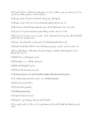 ‫ِٚ ز ٕ ١ب ث ٓ ِ ١قب ث ٓ ىث لٞ ث ٓ آ ٍبف هئ ١ٌ اٌ ز َ ج ١ؼ ٠ ؾّل ف ٟ اٌ ص الح ٚث م ج م ١ب اٌ ضبٔ ٟ 71:11‬
‫ث ١ٓ افٛر ٗ ٚل جلا ث ٓ ّّٛق ث ٓ ع الي ث ٓ ٠ لٚص ْٛ.‬

‫عّ ١ك اٌ الٚ٠ ١ٓ ف ٟ اٌ ّل٠ ٕخ اٌ ّ مل ٍخ ِ ئ زبْ ٚص ّبٔ ١خ ٚاهث مْٛ. 81:11‬

‫ٚاٌ جٛاث ْٛ ل مٛة ٚؼ ٍّْٛ ٚافٛر ّٙب ؽبه ٍٛ االث ٛاة ِ ئخ ٚاص ٕبْ ٚ ٍ ج مْٛ 91:11‬

‫ٚو بْ ٍبئ و ا ٍوائ ١ً ِٓ اٌ ىٙ ٕخ ٚاٌ الٚ٠ ١ٓ ف ٟ عّ ١ك ِلْ ٠ ٙٛما و ً ٚاؽل ف ٟ ِ ١واص ٗ. 02:11‬

‫ٚاِب اٌ ٕ ض ١ ٕ ١ُ ف َ ى ٕٛا ف ٟ االو ّخ. ٚو بْ ص ١ؾب ٚع ْ فب ل ٍٝ اٌ ٕ ض ١ ٕ ١ُ. 12:11‬

‫ٚو بْ ٚو ١ً اٌ الٚ٠ ١ٓ ف ٟ اٚه ّ ٍ ١ُ ل ٍٝ لًّ ث ١ذ اهلل ليٞ ث ٓ ث بٔ ٟ ث ٓ ؽ ْ ج ١ب ث ٓ ِ ز ٕ ١ب 22:11‬
‫ْ.ث ٓ ِ ١قب ِٓ ث ٕٟ آ ٍبف اٌ ّ غ ٕٟ‬

‫الْ ٚ ص ١خ اٌ ّ ٍه ِٓ عٙ زُٙ و بٔ ذ اْ ٌ ٍّؤ ّ ١ٓ ف و٠ عخ اِو و ً ٠ َٛ ف ١َٛ. 32:11‬

‫ٚف زؾ ١ب ث ٓ ِ ْ ١يث ئ ١ً ِٓ ث ٕٟ ىاهػ ث ٓ ٠ ٙٛما و بْ ر ؾذ ٠ ل اٌ ّ ٍه ف ٟ و ً اِٛه اٌ ْ مت 42:11‬

‫ٚف ٟ اٌ ع ١بق ِٓ ؽ مٌٛ ٙب ٍ ىٓ ِٓ ث ٕٟ ٠ ٙٛما ف ٟ ل و٠ خ اهث ك ٚل وا٘ب ٚك٠ جْٛ ٚل وا٘ب ٚف ٟ 52:11‬
‫٠ م ج ص ئ ١ً ٚ ظ ١بلٙب‬

‫ٚف ٟ ٠ ْٛق ِٚٛالكح ٚث ١ذ ف بٌ ػ 62:11‬

‫ٚف ٟ ؽ صو ّٛلبي ٚث ئو ٍ جك ٚل وا٘ب 72:11‬

‫ٚف ٟ ص م ٍغ ِٚ ىٛٔ خ ٚل وا٘ب 82:11‬

‫ٚف ٟ ل ١ٓ هِْٛ ٚ صولخ ٚ٠ وِٛس 92:11‬



‫ٚث ٕٛ ث ٕ ١بِ ١ٓ ٍ ى ٕٛا ِٓ ع جك اٌ ٝ ِقّبً 13:11‬

‫ٚل ٕبص ٛس ٚٔ ٛة ٚل ٕ ٕ ١خ 23:11‬

‫ٚؽب صٛه ٚهاِخ ٚع زب٠ ُ 33:11‬



‫ٌٚ ٛك ٚاٚٔ ٛ ٚاكٞ اٌ ص ٕبق. 53:11‬

‫ٚو بْ ِٓ اٌ الٚ٠ ١ٓ ف وق ف ٟ ٠ ٙٛما ٚف ٟ ث ٕ ١بِ ١ٓ 63:11‬

‫ا٠ ب ٚ٠ وِ ١ب ٚ٘ئالء ُ٘ اٌ ىٙ ٕخ ٚاٌ الٚ٠ ْٛ اٌ ن٠ ٓ ص ملٚا ِك ىهث بث ً ث ٓ ّؤٌ ز ١ ئ ١ً ٚ٠ ْٛق. ٍو 1:21‬
‫ٚليها‬
 