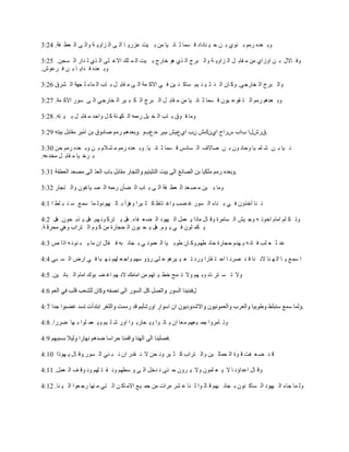 ‫ٚث ملٖ هُِ ث ٕٛٞ ث ٓ ؽ ١ ٕبكاك ل َّب ص بٔ ١ب ِٓ ث ١ذ ليه٠ ب اٌ ٝ اٌ ياٚ٠ خ ٚاٌ ٝ اٌ مؽ فخ. 42:3‬

‫ٚف بالي ث ٓ اٚىاٞ ِٓ ِ مبث ً اٌ ياٚ٠ خ ٚاٌ جوط اٌ نٞ ٘ٛ فبهط ث ١ذ اٌ ّ ٍه االل ٍٝ اٌ نٞ ٌ لاه اٌ َغٓ. 52:3‬
‫ٚث ملٖ ف لا٠ ب ث ٓ ف ولُٛ.‬

‫ٚاٌ جوط اٌ قبهعٟ. ٚو بْ اٌ ٕ ض ١ ٕ ١ُ ٍبو ٕ ١ٓ ف ٟ االو ّخ اٌ ٝ ِ مبث ً ث بة اٌ ّبء ٌ غٙخ اٌ ْوق 62:3‬

‫ٚث ملُ٘ هُِ اٌ ز مٛل ١ْٛ ل َّب ص بٔ ١ب ِٓ ِ مبث ً اٌ جوط اٌ ى ج ١و اٌ قبهعٟ اٌ ٝ ٍٛه االو ّخ. 72:3‬

‫ِٚب ف ٛق ث بة اٌ ق ١ً هِّٗ اٌ ىٙ ٕخ و ً ٚاؽل ِ مبث ً ث ١ زٗ. 82:3‬

                                         ‫.قهُيا ةاة ًهاػ اْٞنُ ْة اٞقَُ ََه ٖكقةٚ .‬

‫ٔ ١ب ث ٓ ّ ٍّ ١ب ٚؽبٔ ْٛ ث ٓ صبالف اٌ َبكً ل َّب ص بٔ ١ب. ٚث ملٖ هُِ ِ ْ الَ ث ٓ ٚث ملٖ هُِ ؽٓ 03:3‬
‫ث وف ١ب ِ مبث ً ِقللٗ.‬

                                                                                   ‫.‬

‫ِٚب ث ١ٓ ِ ص مل اٌ مؽ فخ اٌ ٝ ث بة اٌ عؤْ هِّٗ اٌ ص ١بغْٛ ٚاٌ زغبه 23:3‬

‫ٔ ٕب آفنْٚ ف ٟ ث ٕبء اٌ َٛه غ عت ٚاغ زبؾ و ض ١وا ٚ٘يأ ث بٌ ١ٙٛكٌٚ ّب ٍّك ٍ ٕ ج ٍػ ا 1:4‬

‫ٚر ى ٍُ اِبَ افٛر ٗ ٚع ١ِ اٌ َبِوح ٚل بي ِبما ٠ مًّ اٌ ١ٙٛك اٌ ع م فبء. ً٘ ٠ زوو ٛٔ ُٙ. ً٘ ٠ نث ؾْٛ. ً٘ 2:4‬
‫٠ ىّ ٍْٛ ف ٟ ٠ َٛ. ً٘ ٠ ؾ ١ْٛ اٌ ؾغبهح ِٓ و َٛ اٌ زواة ٟٚ٘ ِؾول خ.‬

‫لل ص م ٍت ف بٔ ٗ ٠ ٙلَ ؽغبهح ؽبئ ؽُٙ.ٚو بْ ؼٛث ١ب اٌ مّٛٔ ٟ ث غبٔ جٗ ف مبي اْ ِب ٠ ج ٕٛٔ ٗ اما ٓ 3:4‬

‫ا ٍّك ٠ ب اٌ ٙ ٕب الٔ ٕب ل ل صؤ ب اؽ ز مبها ٚهك ر م ١ ١وُ٘ ل ٍٝ هإٚ ٍُٙ ٚاع م ٍُٙ ٔ ٙ جب ف ٟ اهض اٌ َ جٟ 4:4‬

‫ٚال ر َ زو مٔ ٛث ُٙ ٚال ر ّؼ فؽ ١ زُٙ ِٓ اِبِه الٔ ُٙ اغ ع جٛن اِبَ اٌ جبٔ ١ٓ. 5:4‬

                                                                 ‫ي‬

                                                                                                                ‫.‬

‫ٚر آِوٚا عّ ١ مُٙ ِمب اْ ٠ بر ٛا ٚ٠ ؾبهث ٛا اٚه ّ ٍ ١ُ ٚ٠ مّ ٍٛا ث ٙب ظوها. 8:4‬

                                                      ‫.‬

‫ل ل ظ م فذ ل ٛح اٌ ؾّبٌ ١ٓ ٚاٌ زواة و ض ١و ٚٔ ؾٓ ال ٔ مله اْ ٔ ج ٕٟ اٌ َٛه.ٚل بي ٠ ٙٛما 01:4‬

‫ٚل بي اللاإٔ ب ال ٠ م ٍّْٛ ٚال ٠ وْٚ ؽ زٝ ٔ لفً اٌ ٝ ٚ ٍؽُٙ ٚٔ م ز ٍُٙ ٚٔ ٛل ف اٌ مًّ. 11:4‬

‫ٌٚ ّب عبء اٌ ١ٙٛك اٌ َبو ْٕٛ ث غبٔ جُٙ ل بٌ ٛا ٌ ٕب ل ْو ِواد ِٓ عّ ١ك االِ بو ٓ اٌ زٟ ِ ٕٙب هع مٛا اٌ ١ ٕب. 21:4‬
 