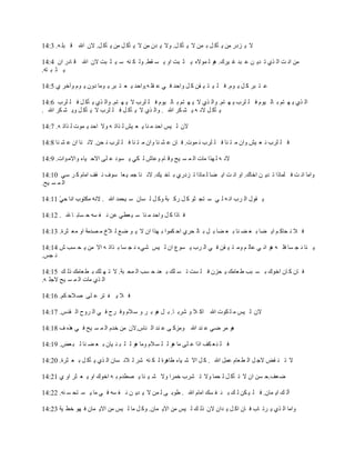 ‫ال ٠ ضدس ِٓ ٠ ؤو ً ث ّٓ ال ٠ ؤو ً. ٚال ٠ ذْ ِٓ ال ٠ ؤو ً ِٓ ٠ ؤو ً. الْ اهلل ل جٍ ٗ. 3:41‬

‫ِٓ أ ذ اٌ زٞ ر ذ٠ ٓ ػ جذ غ ١شن. ٘ٛ ٌ ّٛالٖ ٠ ض جذ اٚ ٠ غ مط. ٌٚ ى ٕٗ ع ١ ض جذ الْ اهلل ل بدس اْ 4:41‬
‫٠ ض ج زٗ.‬

‫ػ ز جش و ً ٠ َٛ. ف ٍ ١ ز ١ مٓ و ً ٚادذ ف ٟ ػ مٍ ٗ.ٚادذ ٠ ؼ ز جش ٠ ِٛب دْٚ ٠ َٛ ٚآخش ٞ 5:41‬

‫اٌ زٞ ٠ ٙ زُ ث بٌ ١َٛ ف ٍ ٍشة ٠ ٙ زُ. ٚاٌ زٞ ال ٠ ٙ زُ ث بٌ ١َٛ ف ٍ ٍشة ال ٠ ٙ زُ. ٚاٌ زٞ ٠ ؤو ً ف ٍ ٍشة 6:41‬
‫٠ ؤو ً الٔ ٗ ٠ ؾ ىش اهلل . ٚاٌ زٞ ال ٠ ؤو ً ف ٍ ٍشة ال ٠ ؤو ً ٚ٠ ؾ ىش اهلل .‬

‫الْ ٌ ١ظ ادذ ِ ٕب ٠ ؼ ١ؼ ٌ زار ٗ ٚال ادذ ٠ ّٛد ٌ زار ٗ. 7:41‬

‫ف ٍ ٍشة ٔ ؼ ١ؼ ٚاْ ِ ز ٕب ف ٍ ٍشة ٔ ّٛد. ف بْ ػ ؾ ٕب ٚاْ ِ ز ٕب ف ٍ ٍشة ٔ ذٓ. الٔ ٕب اْ ػ ؾ ٕب 8:41‬

‫الٔ ٗ ٌ ٙزا ِبد اٌ ّ غ ١خ ٚل بَ ٚػبػ ٌ ىٟ ٠ غٛد ػ ٍٝ االد ١بء ٚاالِ ٛاد. 9:41‬

‫ٚاِب أ ذ ف ٍّبرا ر ذ٠ ٓ اخبن. اٚ أ ذ ا٠ نب ٌ ّبرا ر ضدسٞ ث بخ ١ه. الٔ ٕب جّ ١ ؼب عٛف ٔ مف اِبَ و ش عٟ 01:41‬
‫اٌ ّ غ ١خ.‬

                         ‫٠ مٛي اٌ شة أ ٗ ٌ ٟ ع زج ضٛ و ً سو جخ ٚو ً ٌ غبْ ع ١ذّذ اهلل .‬

‫ف برا و ً ٚادذ ِ ٕب ع ١ ؼطٟ ػٓ ٔ ف غٗ د غبث ب هلل . 21:41‬

‫ف ال ٔ ذبو ُ ا٠ نب ث ؼ ن ٕب ث ؼ نب ث ً ث بٌ ذشٞ اد ىّٛا ث ٙزا اْ ال ٠ ٛ مغ ٌ الر ِ قذِخ اٚ ِؼ ضشح. 31:41‬

‫٠ ئب ٔ ج غب فٍ ٗ ٘ٛ أ ٟ ػبٌ ُ ِٚ ز ١ مٓ ف ٟ اٌ شة ٠ غٛع اْ ٌ ١ظ ؽٟء ٔ ج غب ث زار ٗ اال ِٓ ٠ ذ غت ػ 41:41‬
‫ٔ جظ.‬

‫ف بْ و بْ اخٛن ث غ جت ط ؼبِه ٠ ذضْ ف ٍ غذ ر غ ٍه ث ؼذ د غت اٌ ّذ جخ. ال ر ٙ ٍه ث ط ؼبِه رٌ ه 51:41‬
‫اٌ زٞ ِبد اٌ ّ غ ١خ الجٍ ٗ.‬

‫ف ال ٠ ف زش ػ ٍٝ ف الد ىُ. 61:41‬

‫الْ ٌ ١ظ ِ ٍ ىٛد اهلل او ال ٚ ؽشث ب. ث ً ٘ٛ ث ش ٚ ع الَ ٚف شح ف ٟ اٌ شٚح اٌ مذط. 71:41‬

‫٘ٛ ِش مٟ ػ ٕذ اهلل ِٚضو ٝ ػ ٕذ اٌ ٕبط.الْ ِٓ خذَ اٌ ّ غ ١خ ف ٟ ٘زٖ ف 81:41‬

‫ف ٍ ٕ ؼ ىف ارا ػ ٍٝ ِب ٘ٛ ٌ ٍ غ الَ ِٚب ٘ٛ ٌ ٍ ج ٕ ١بْ ث ؼ ن ٕب ٌ ج ؼل. 91:41‬

‫ال ر ٕ مل الج ً اٌ ط ؼبَ ػًّ اهلل . و ً اال ؽ ١بء طب٘شح ٌ ى ٕٗ ؽش ٌ الٔ غبْ اٌ زٞ ٠ ؤو ً ث ؼ ضشح. 02:41‬

‫م ؼف.د غٓ اْ ال ر ؤو ً ٌ ذّب ٚال ر ؾشة خّشا ٚال ؽ ١ ئب ٠ قطذَ ث ٗ اخٛن اٚ ٠ ؼ ضش اٚ ٞ 12:41‬

‫أٌ ه ا٠ ّبْ. ف ٍ ١ ىٓ ٌ ه ث ٕ ف غه اِبَ اهلل . طٛث ٝ ٌ ّٓ ال ٠ ذ٠ ٓ ٔ ف غٗ ف ٟ ِب ٠ غ زذ غ ٕٗ. 22:41‬

‫ٚاِب اٌ زٞ ٠ شر بة ف بْ او ً ٠ ذاْ الْ رٌ ه ٌ ١ظ ِٓ اال٠ ّبْ. ٚو ً ِب ٌ ١ظ ِٓ اال٠ ّبْ ف ٙٛ خط ١خ 32:41‬
 