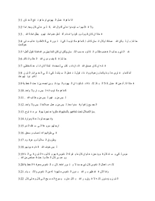 ‫ارا ِب ٘ٛ ف نً اٌ ١ٙٛدٞ اٚ ِب ٘ٛ ٔ فغ اٌ خ زبْ. 1:3‬

‫ٚال ف الٔ ُٙ ا ع زئِ ٕٛا ػ ٍٝ أل ٛاي اهلل .و ض ١ش ػ ٍٝ و ً ٚجٗ. اِب ا 2:3‬

‫ف ّبرا اْ و بْ ل َٛ ٌ ُ ٠ ىٛٔ ٛا اِ ٕبء. أف ٍ ؼً ػذَ اِبٔ زُٙ ٠ جطً اِبٔ خ اهلل . 3:3‬

‫فبدل ب ٚو ً أ غبْ و برث ب. و ّب ٘ٛ ِ ى زٛة ٌ ىٟ ر ز جشس ف ٟ و الِه ٚر غ ٍت ِ زٝ 4:3‬         ‫دب ؽب. ث ً ٌ ١ ىٓ اهلل‬
‫دٛو ّذ‬

                                                 ‫هلل اٌ زٞ ٠ ج ٍت اٌ غ نت ظبٌ ُ. ار ى ٍُ ث ذ غت االٔ غبْ.‬

‫دب ؽب. ف ى ١ف ٠ ذ٠ ٓ اهلل اٌ ؼبٌ ُ ار ران. 6:3‬

‫ف بٔ ٗ اْ و بْ فذق اهلل ل ذ اصداد ث ىزث ٟ ٌ ّجذٖ ف ٍّبرا أداْ أ ب ث ؼذ و خبطئ. 7:3‬

‫أِب و ّب ٠ ف زشٜ ػ ٍ ١ ٕب ٚو ّب ٠ ضػُ ل َٛ أ ٕب ٔ مٛي ٌ ٕ ف ؼً اٌ غ ١آد ٌ ىٟ ر ؤر ٟ اٌ خ ١شاد. اٌ ز٠ ٓ 8:3‬
‫ٌ خد٠ ٕٛٔ زُٙ ػبد‬

‫ف ّبرا ارا. أٔ ذٓ اف نً. و ال اٌ ج زخ. الٔ ٕب ل ذ ؽ ىٛٔ ب اْ اٌ ١ٙٛد ٚاٌ ١ٛٔ بٔ ١ ١ٓ اجّ ؼ ١ٓ ر ذذ اٌ خط ١خ 9:3‬

‫و ّب ٘ٛ ِ ى زٛة أ ٗ ٌ ١ظ ث بس ٚال ٚادذ. 01:3‬

‫ٌ ١ظ ِٓ ٠ فُٙ. ٌ ١ظ ِٓ ٠ ط ٍت اهلل . 11:3‬

‫اٌ جّ ١غ صاغٛا ٚف غذٚا ِؼب. ٌ ١ظ ِٓ ٠ ؼًّ ف الدب ٌ ١ظ ٚال ٚادذ. 21:3‬

‫د ٕجشر ُٙ ل جش ِ ف زٛح. 31:3‬                                                 ‫.‬

‫ٚف ُّٙ ِّ ٍٛء ٌ ؼ ٕخ ِٚشاسح. 41:3‬

‫اسج ٍُٙ عش٠ ؼخ اٌ ٝ ع فه اٌ ذَ. 51:3‬

‫ف ٟ طشل ُٙ اغ ز قبة ٚ عذك. 61:3‬

‫ٚطش٠ ك اٌ غ الَ ٌ ُ ٠ ؼشف ٖٛ. 71:3‬

‫ٌ ١ظ خٛف اهلل ل ذاَ ػ ١ٛٔ ُٙ. 81:3‬

‫ِٛط ٌ ىٟ ٠ غ زذ و ً ف ُ ٚٔ ذٓ ٔ ؼ ٍُ اْ و ً ِب ٠ مٛ ٌٗ اٌ ٕبِٛط ف ٙٛ ٠ ى ٍُ ث ٗ اٌ ز٠ ٓ ف ٟ اٌ ٕب 91:3‬
‫ٚ٠ ق ١ش و ً اٌ ؼبٌ ُ ر ذذ ل قبؿ ِٓ اهلل .‬

‫الٔ ٗ ث بػّبي اٌ ٕبِٛط و ً رٞ ج غذ ال ٠ ز جشس اِبِٗ. الْ ث بٌ ٕبِٛط ِؼشف خ اٌ خط ١خ 02:3‬

‫ٚاِب ا٢ْ ف مذ ظٙش ث ش اهلل ث ذْٚ اٌ ٕبِٛط ِ ؾٙٛدا ٌٗ ِٓ اٌ ٕبِٛط ٚاالٔ ج ١بء. 12:3‬

‫اٌ ز٠ ٓ ٠ ئِ ْٕٛ. الٔ ٗ ال ف شق.ث ش اهلل ث بال٠ ّبْ ث ١ غٛع اٌ ّ غ ١خ اٌ ٝ و ً ٚػ ٍٝ و ً 22:3‬
 