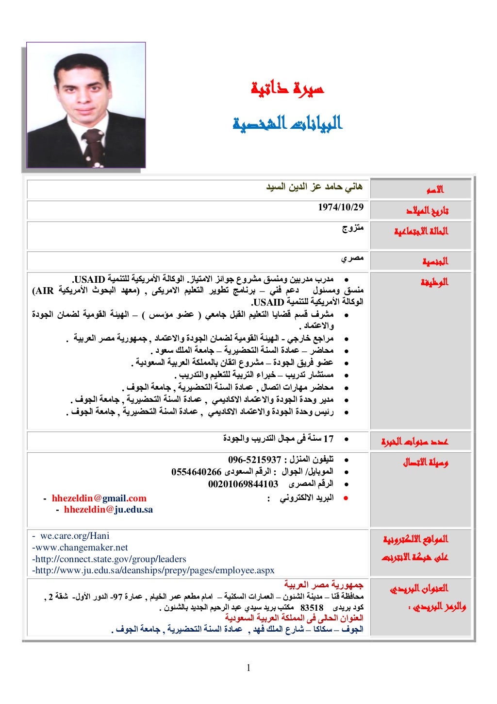 Arabic & english cv