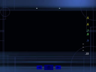 -   -

             .5

             .6

             .7
             .8

             .9
        –
        –
        –
            .10
 