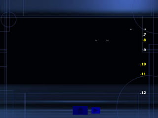 -     •
             .7
–   –        .8

             .9



            .10

            .11




            .12
 