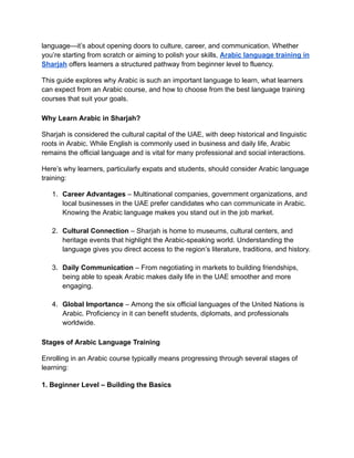 arabic language training sharjah - Olive Institute | PDF