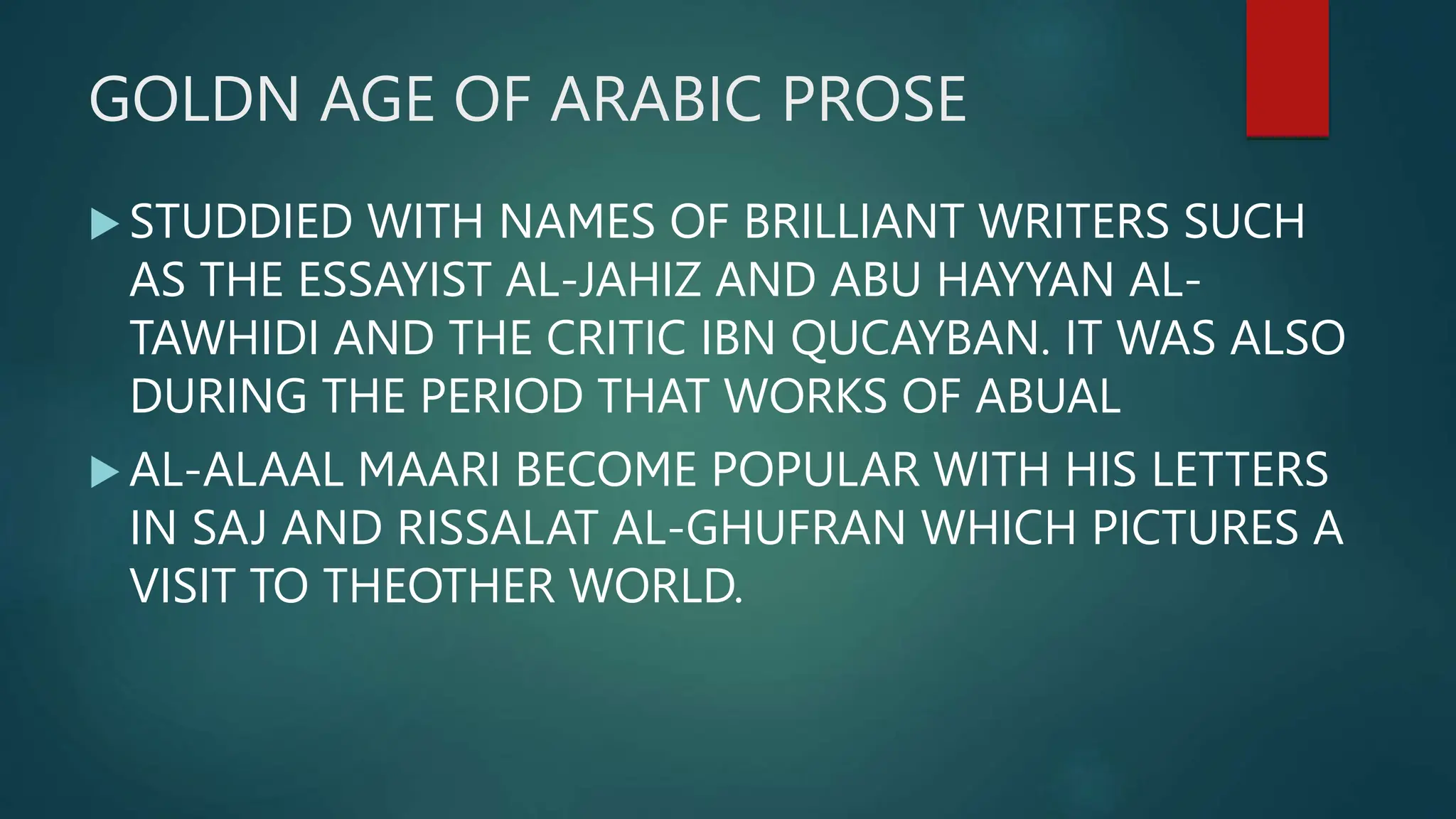 ARABIC PROSE AYEE ;DSKGJOEUHJOISDJFI0WEJFISKJCOSIRGJOISVNO | PPTX