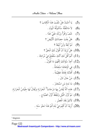 Arabic Tutor – Volume Three


                                                             (5)
                                           .                (6)
                                   .                        (7)
                                                            (8)
                                                            (9)
                                                           (10)
                           .                               (11)
                                   .                       (12)
                                               .           (13)
                                               .           (14)
                                                       .   (15)
                                               .           (16)
                                       5
.                                                          (17)
                               .                           (18)
                                                   .       (19)
                       .                                   (20)


5   degrees

Page 122
        Madrassah Inaamiyyah Camperdown - http://www.al-inaam.com/
 