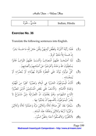 Arabic Tutor – Volume Three


                                        Indian, Hindu


Exercise No. 36

Translate the following sentences into English.


                                                         (1)
                                .
                                                         (2)
      .
                                                         (3)
                                            .
                                                         (4)



                 .
                                                         (5)
                 .
                     .                                   (6)

                                                      Page 199
    Madrassah Inaamiyyah Camperdown - http://www.al-inaam.com/
 