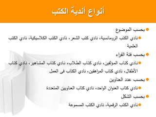 ‫الكتب‬ ‫أندٌةĬ ‫أنواع‬
‫ع‬ ‫ض‬ ‫م‬ ‫حلب‬
‫وب‬ ‫ي‬ ‫ن‬ ‫ية‬ ‫اللي‬ ‫وب‬ ‫ي‬ ‫ن‬ ‫ش‬ ‫وب‬ ‫ي‬ ‫ن‬ ‫نلية‬ ‫م‬ ‫وب‬ ‫ي‬ ‫ن‬
‫لمية‬
‫ء‬ ‫ق‬ ‫فصة‬ ‫حلب‬
‫ب‬ ‫و‬‫و‬‫و‬ ‫ي‬ ‫و‬‫و‬‫ن‬ ‫ي‬ ‫و‬‫و‬‫ش‬‫م‬ ‫ب‬ ‫و‬‫و‬‫و‬ ‫ي‬ ‫و‬‫و‬‫ن‬ ‫والب‬‫و‬‫ط‬ ‫ب‬ ‫و‬‫و‬‫و‬ ‫ي‬ ‫و‬‫و‬‫ن‬ ‫اين‬ ‫و‬‫و‬‫م‬ ‫ب‬ ‫و‬‫و‬‫و‬ ‫ي‬ ‫و‬‫و‬‫ن‬
‫مل‬ ‫فى‬ ‫ب‬ ‫و‬ ‫ي‬ ‫ن‬ ‫قين‬ ‫م‬ ‫ب‬ ‫و‬ ‫ي‬ ‫ن‬ ‫ل‬ ‫ألطا‬
‫ين‬ ‫ن‬ ‫حلب‬
‫ة‬ ‫مو‬ ‫يين‬ ‫ن‬ ‫ب‬ ‫و‬ ‫ي‬ ‫ن‬ ‫ح‬ ‫ن‬ ‫ن‬ ‫ب‬ ‫و‬ ‫ي‬ ‫ن‬
‫ل‬ ‫ش‬ ‫حلب‬
‫ة‬ ‫ملم‬ ‫وب‬ ‫ي‬ ‫ن‬ ‫قمية‬ ‫وب‬ ‫ي‬ ‫ن‬
 