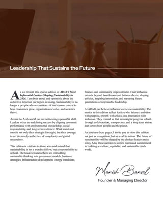 ARAB’s Most Influential Leaders Shaping Sustainability In 2026 | PDF